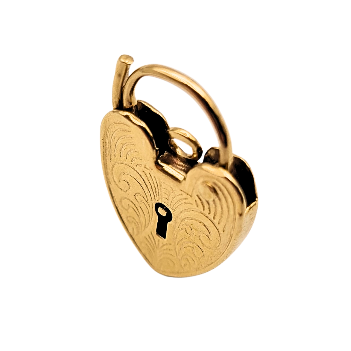 9ct Gold Engraved Heart Padlock, London 1977
