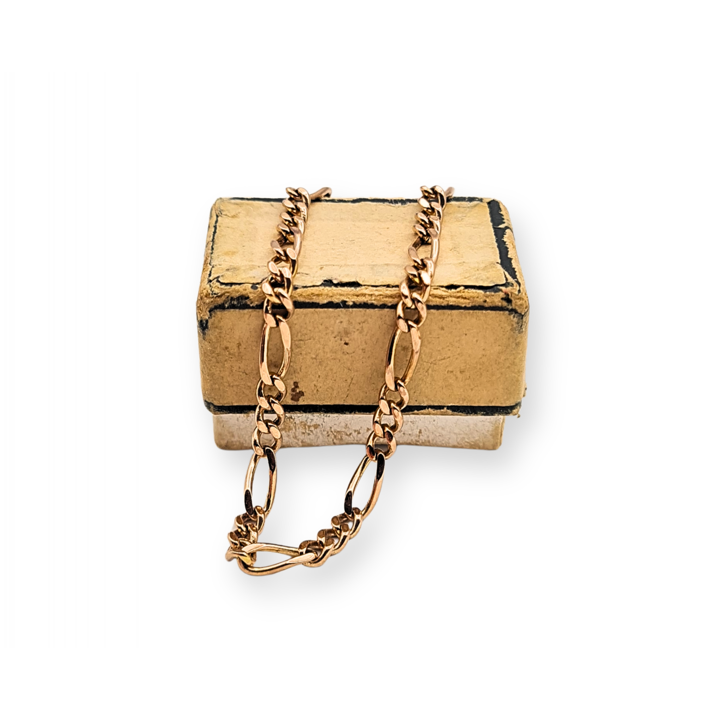 6 3/4 Rose Gold Figaro Bracelet,  18cm, Fully Hallmarked