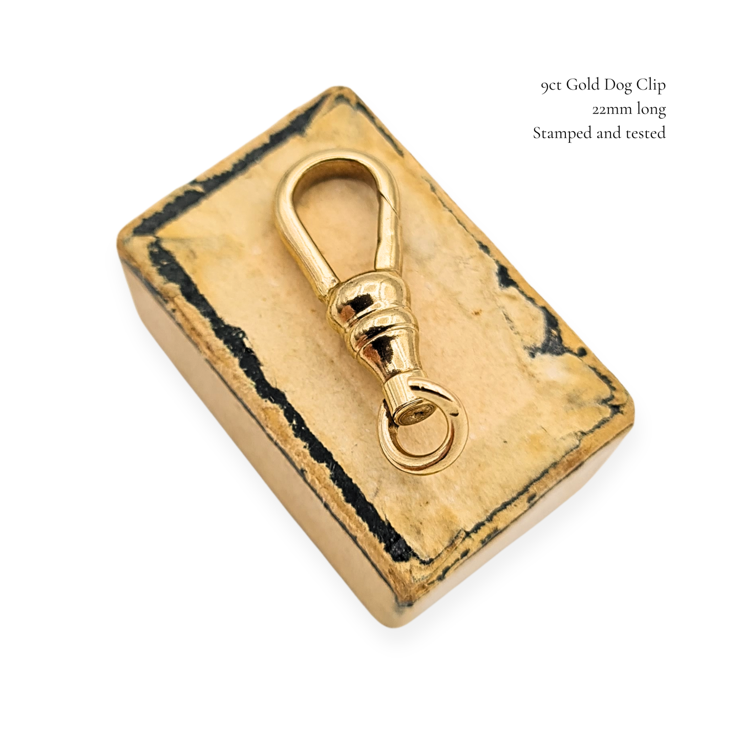 9ct Yellow Gold Albert Dog Clip, Antique, Stamped 9ct