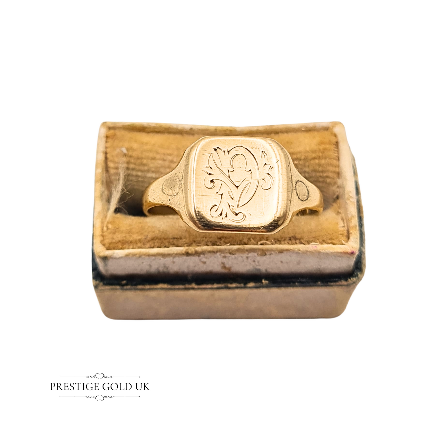 1940's Tiny 9ct Gold Signet Ring With Monogrammed Face, Size  UK P 1/2 US 7 3/4