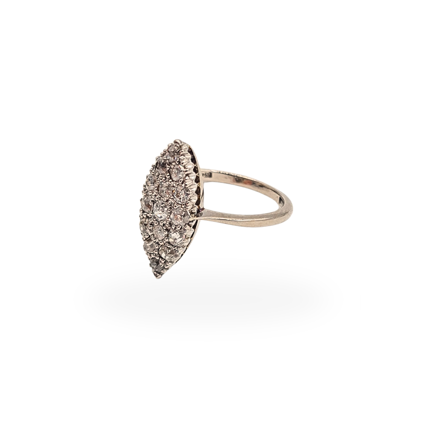 18ct White Gold Marquise Diamond Cluster Ring  UK L US 6