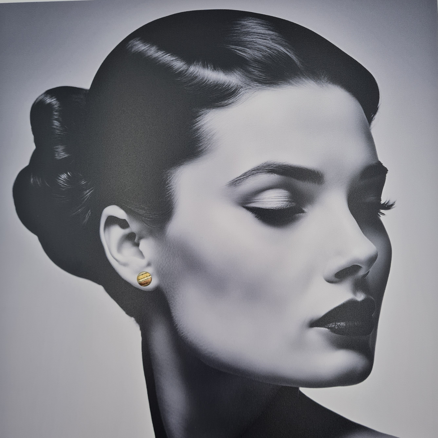 9ct Gold Two Colour Round Stud Earrings, 10mm Engraved Disc Design