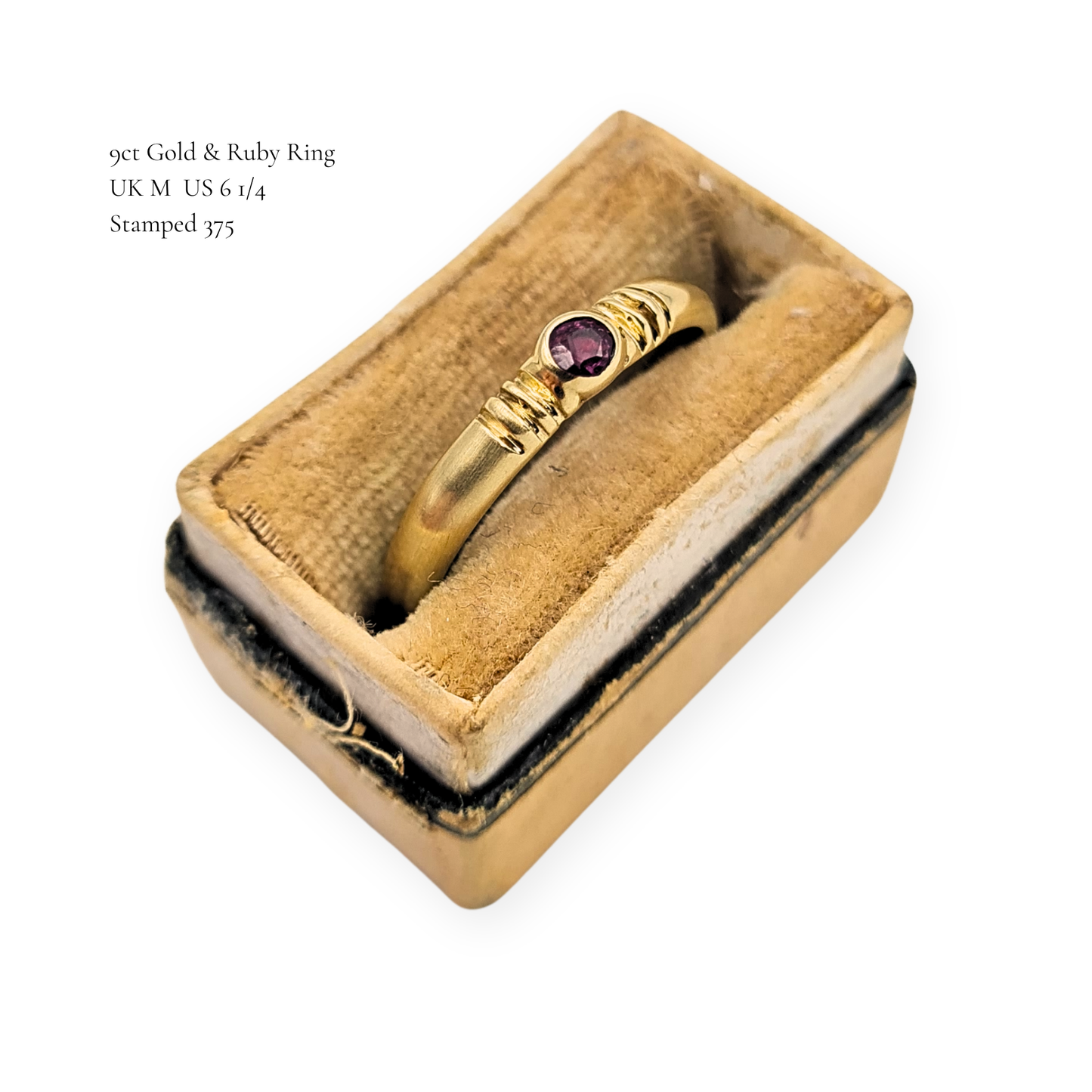 RESERVED 9ct Gold Ruby Ring Bezel Set UK L
