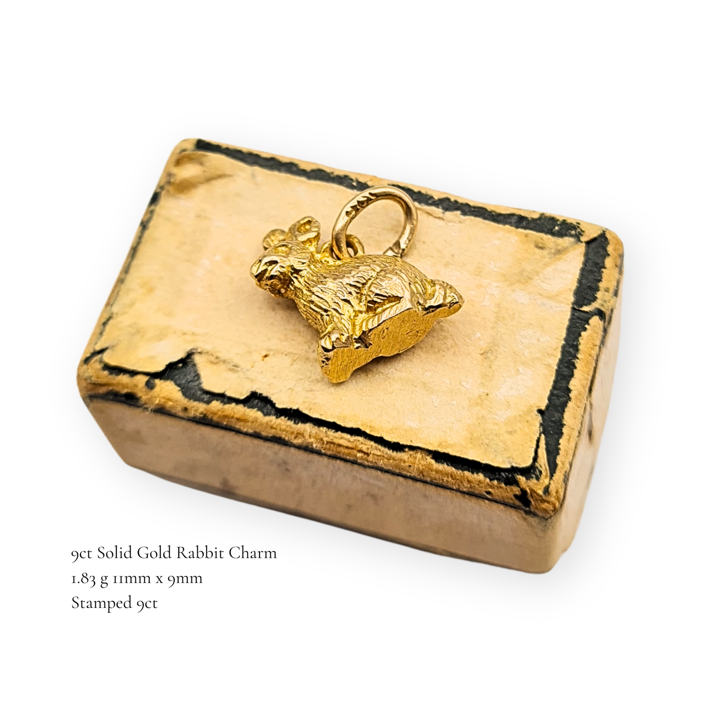 9ct Solid Gold Rabbit Charm, Stamped 9ct, Tiny Bunny Pendant