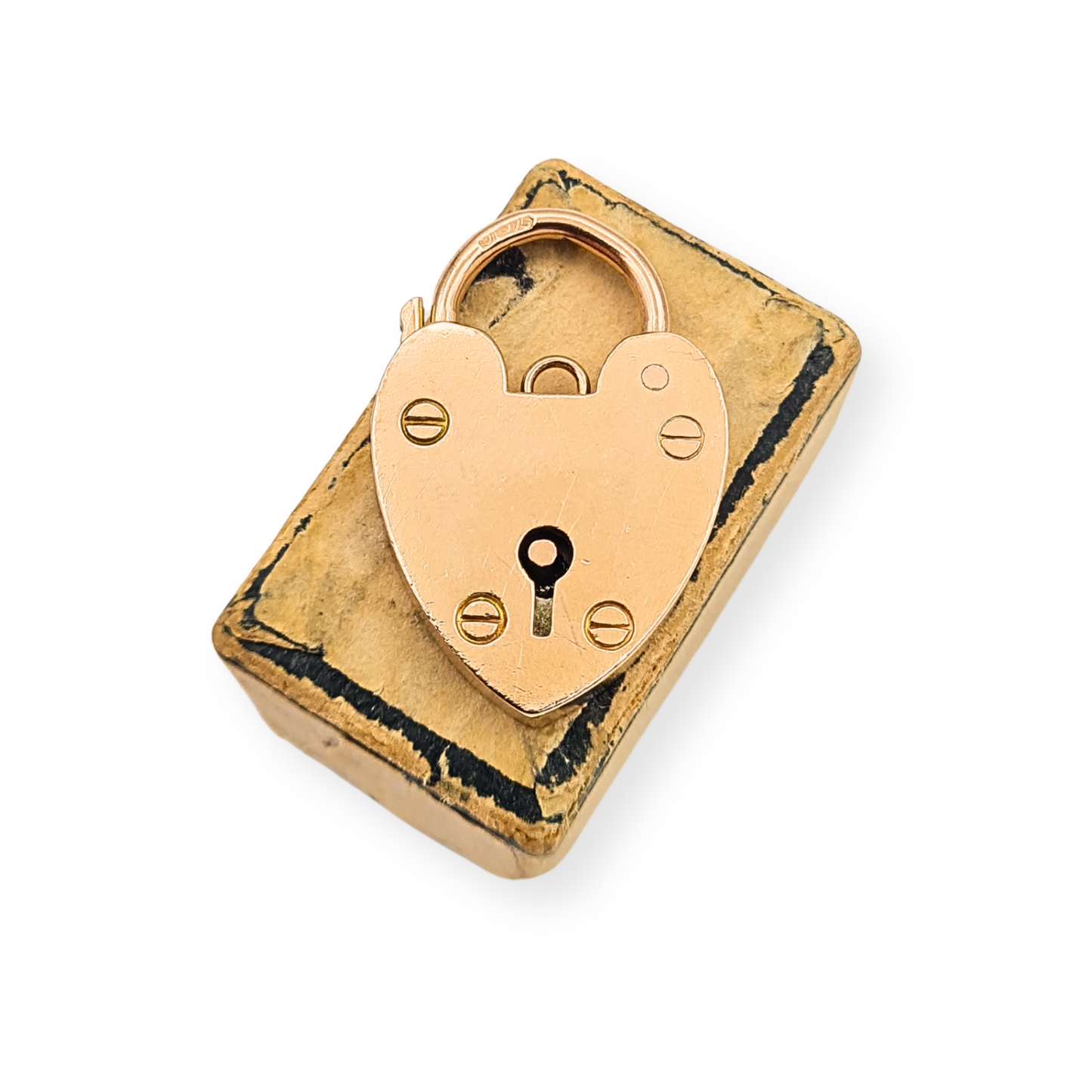 Huge Antique 9ct Rose Gold Heart Padlock Clasp Hallmarked