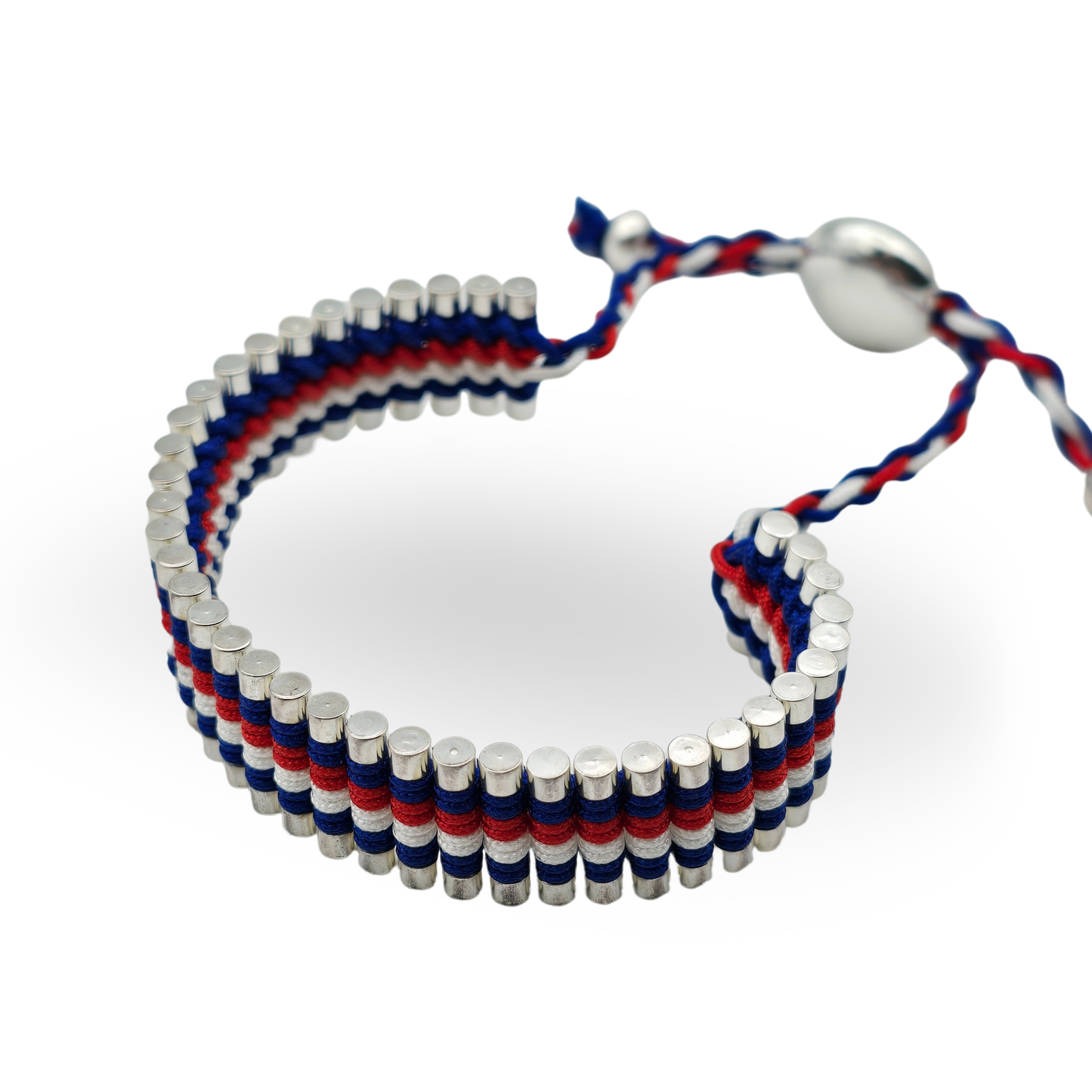 As-New Links of London Friendship Bracelet, Adjustable 5–9” Red White Blue
