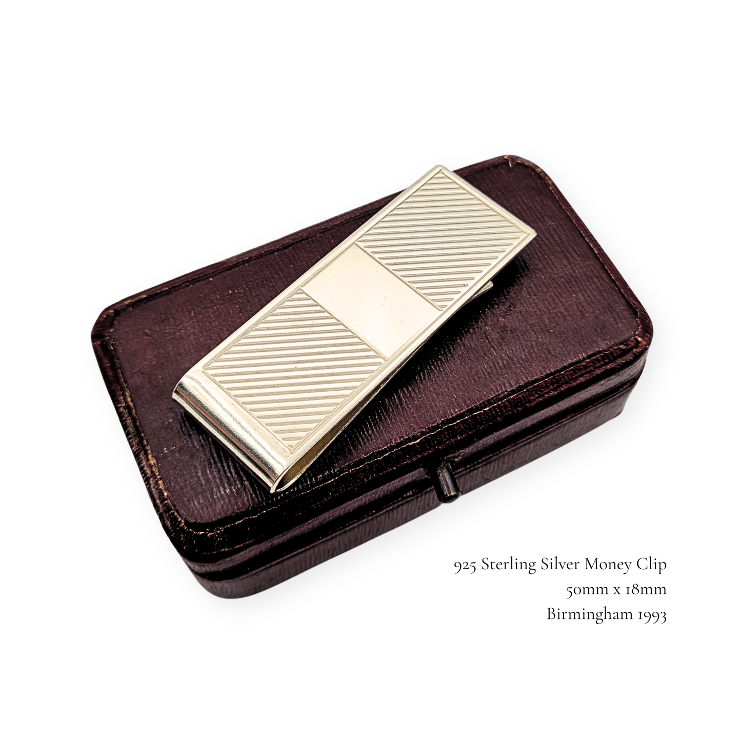 925 Silver Money Clip, Birmingham 1993, Fully Hallmarked