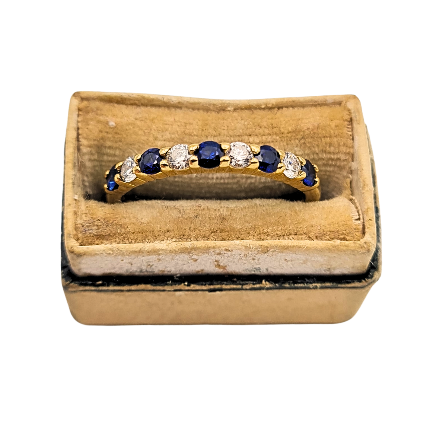 Quality 18ct Gold Sapphire Diamond Eternity Ring 1974 Hallmarked UK N US 6.75