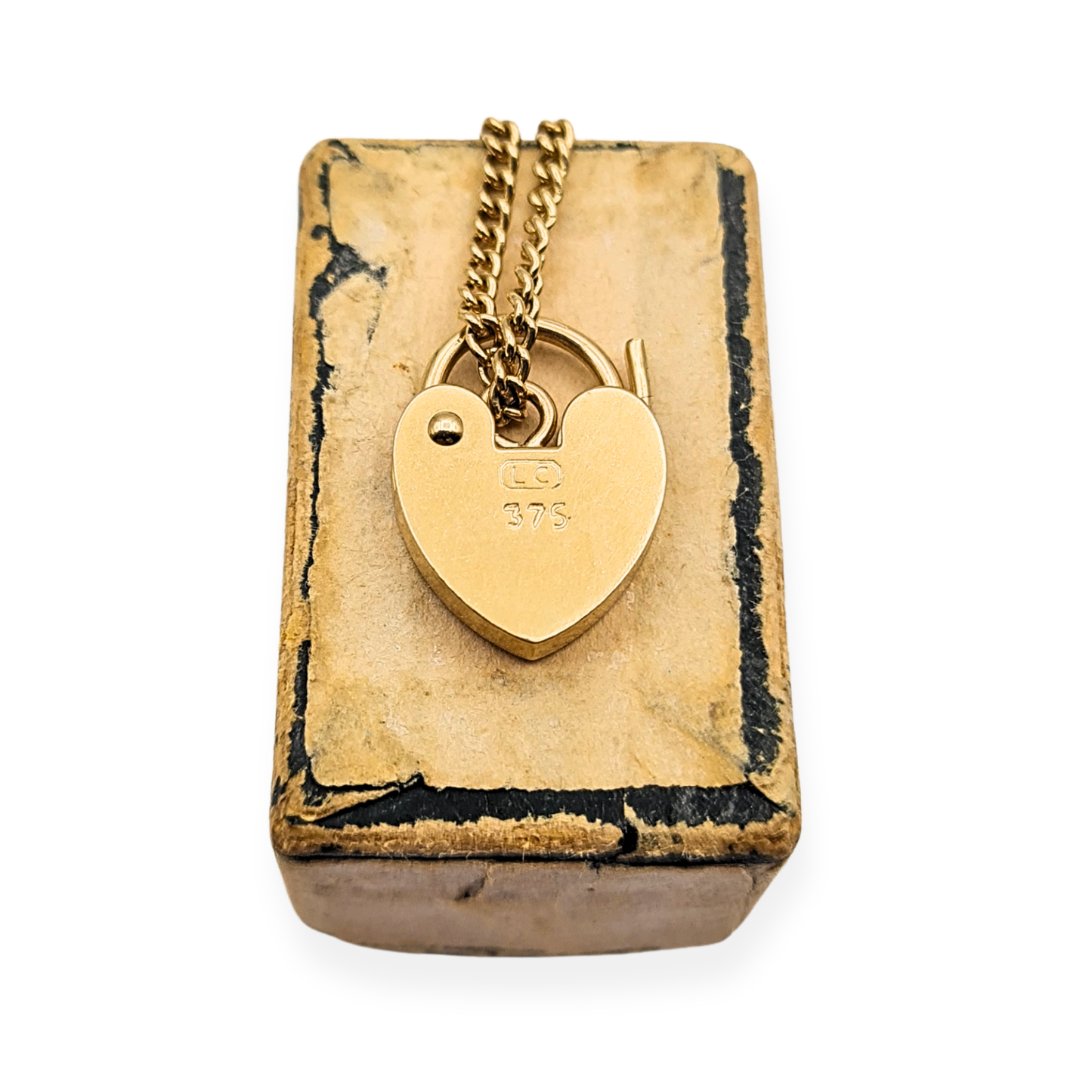 Small 9ct Gold Heart Padlock, Tested 375, Safety Chain