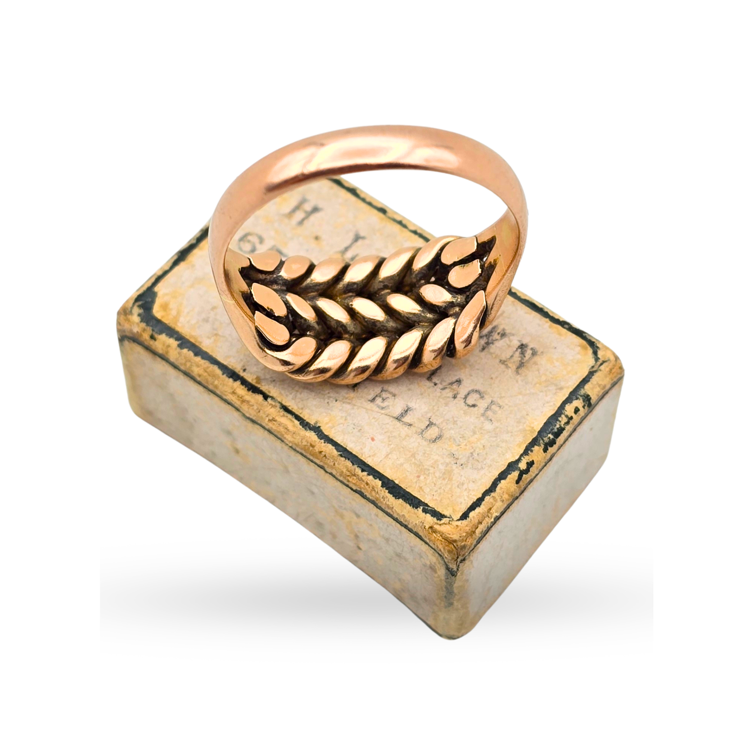 Antique 9ct Rose Gold Freshwater Pearl Keeper Ring UK P 1/2  US 7 3/4