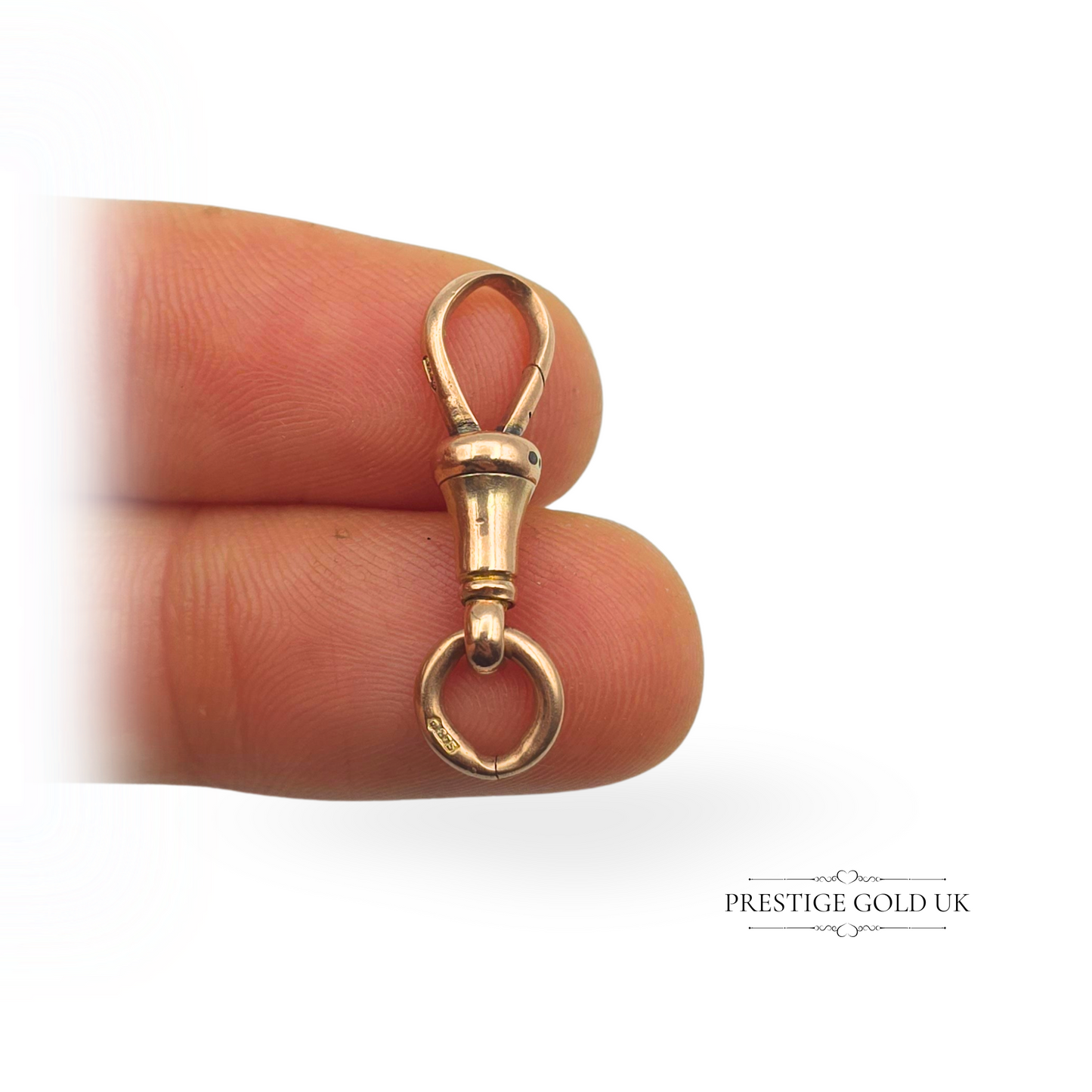 Antique 9ct Rose Gold Dog Clip for Albert Chain, Stamped 375, 23mm Long