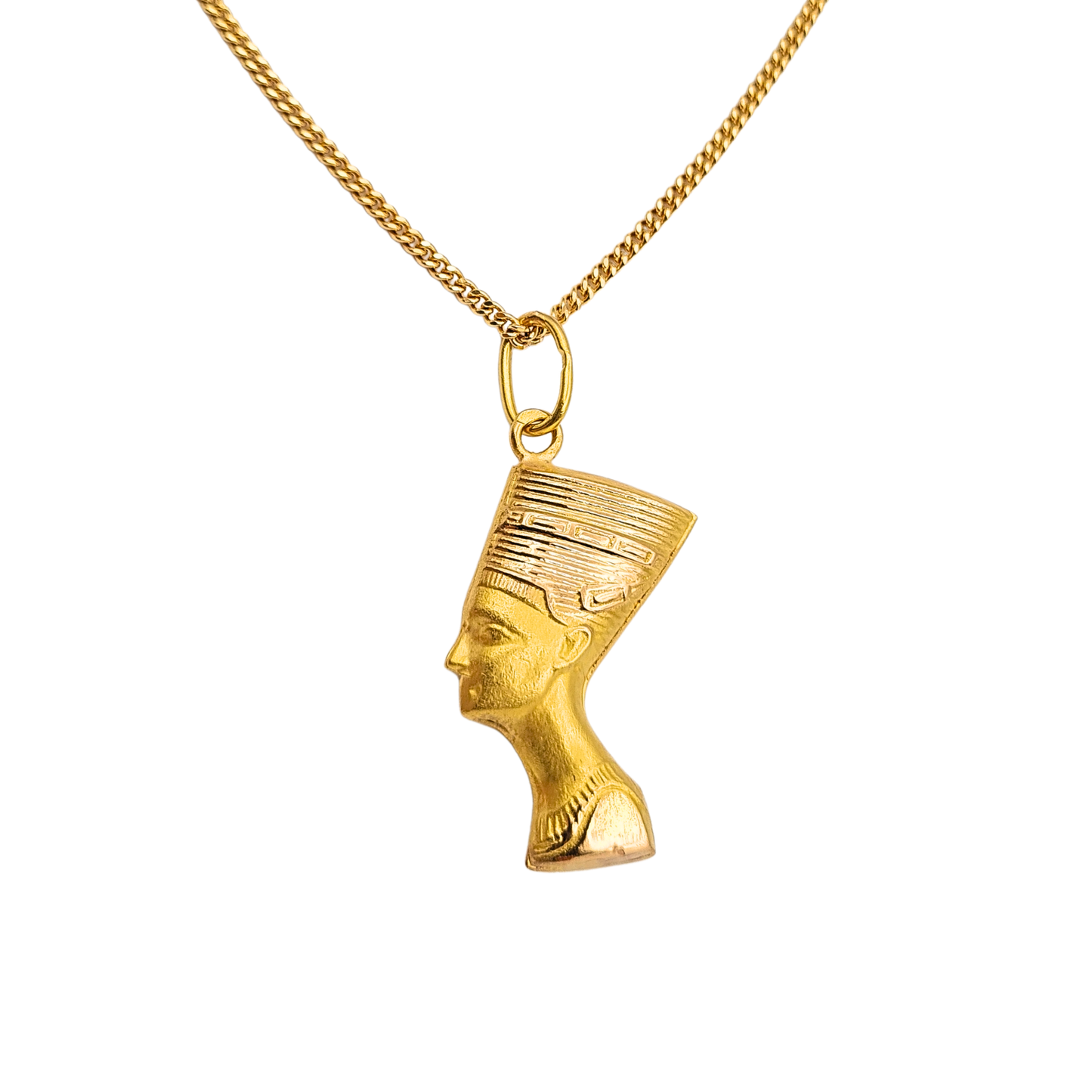 18ct Gold Nefertiti Head Pendant, Egyptian Pharaoh Bust