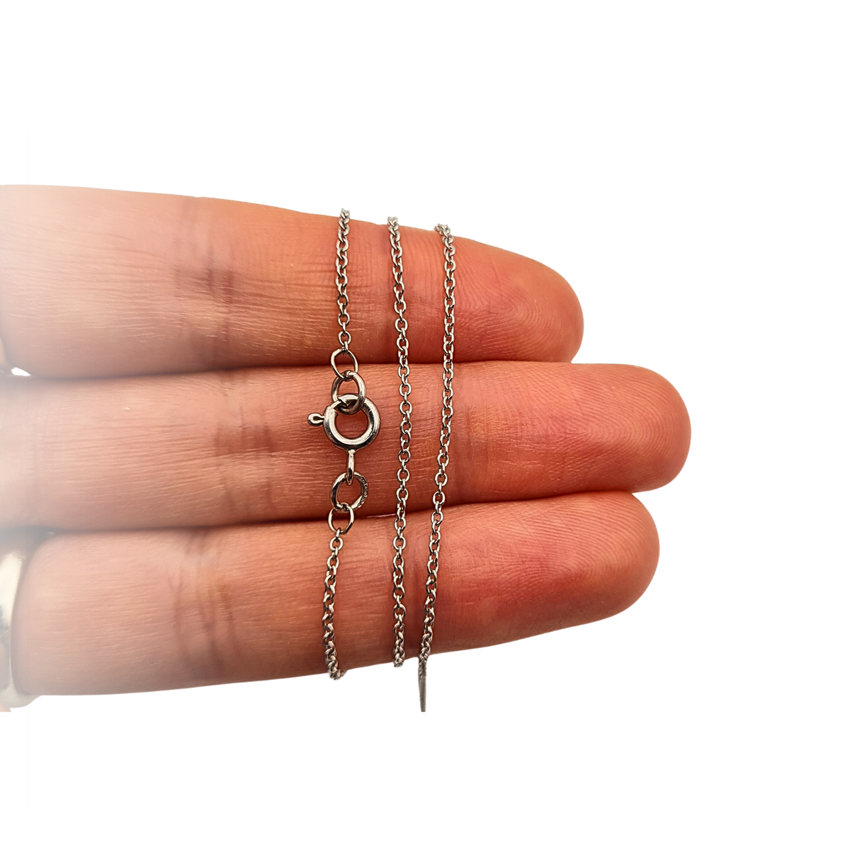 16"  White Gold 18ct  Trace Necklace Chain  British Hallmarked 41cm long