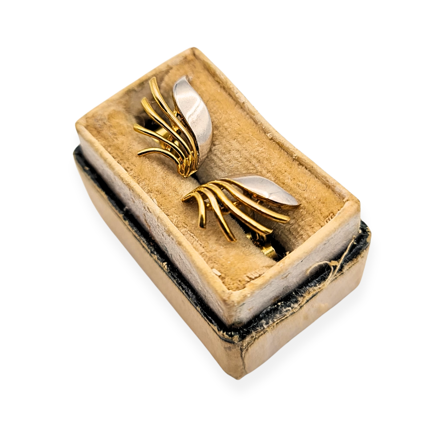 9ct Two Tone Gold Angels Wings Stud Earrings