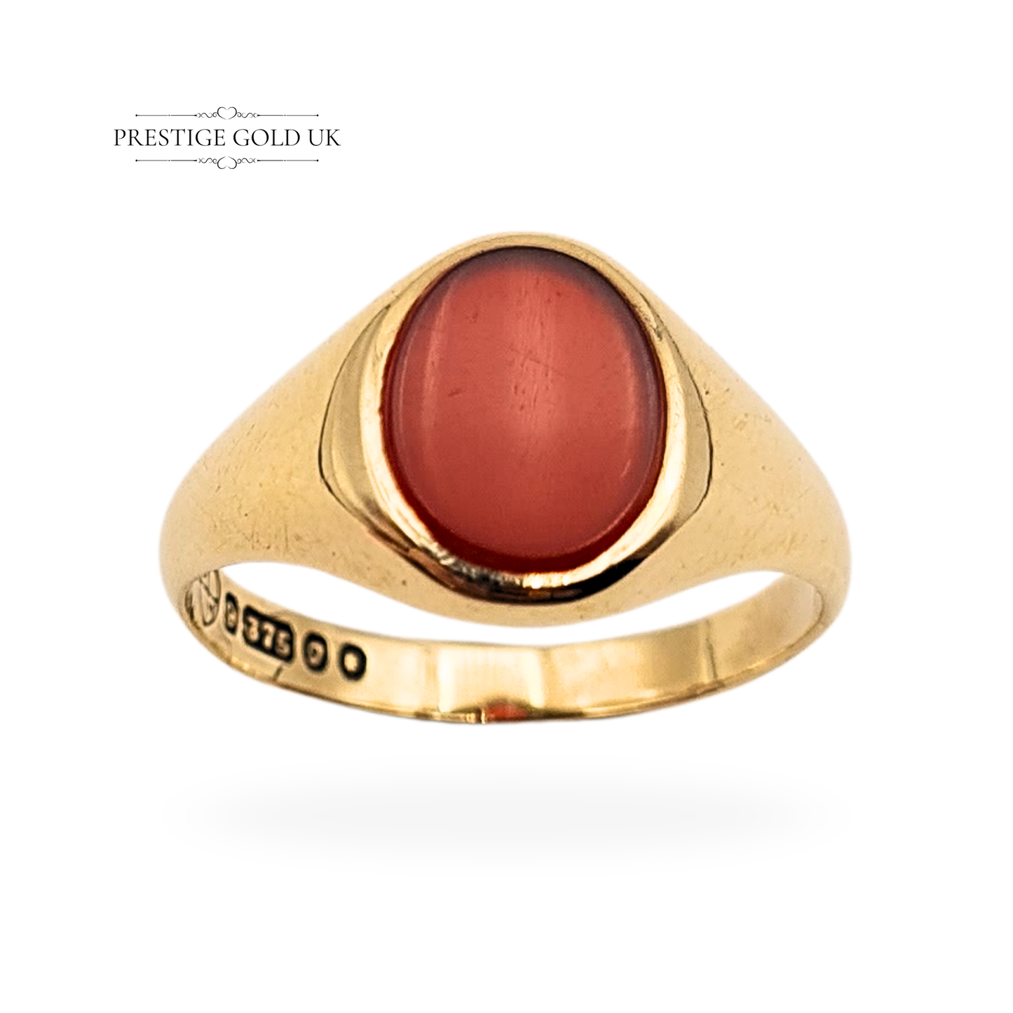 9ct Gold Carnelian Signet Ring, London 1962, UK P 1/2 US 8.