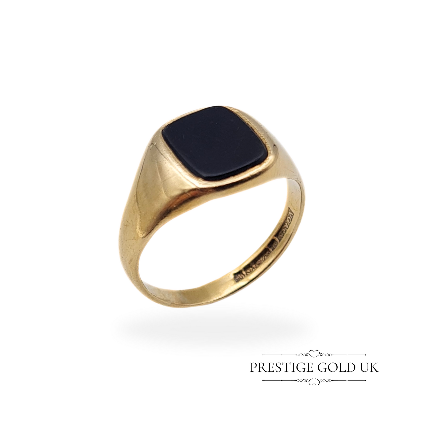 Vintage 9ct Gold Onyx Signet Ring, Fully Hallmarked Birmingham 1970, UK O US 7 1/4 Euro 55