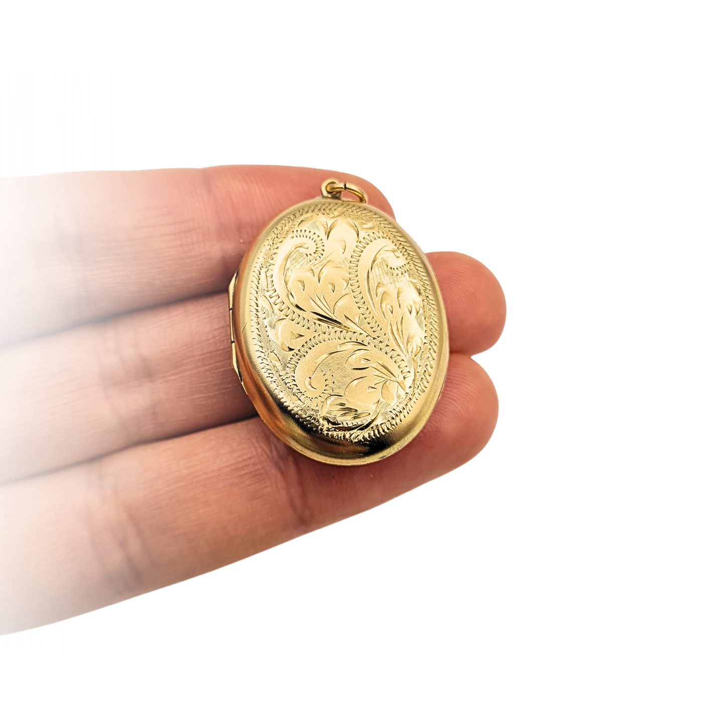 Large 9ct Gold Oval Locket 1979 Hallmarked Hand Engraved Floral Pendant