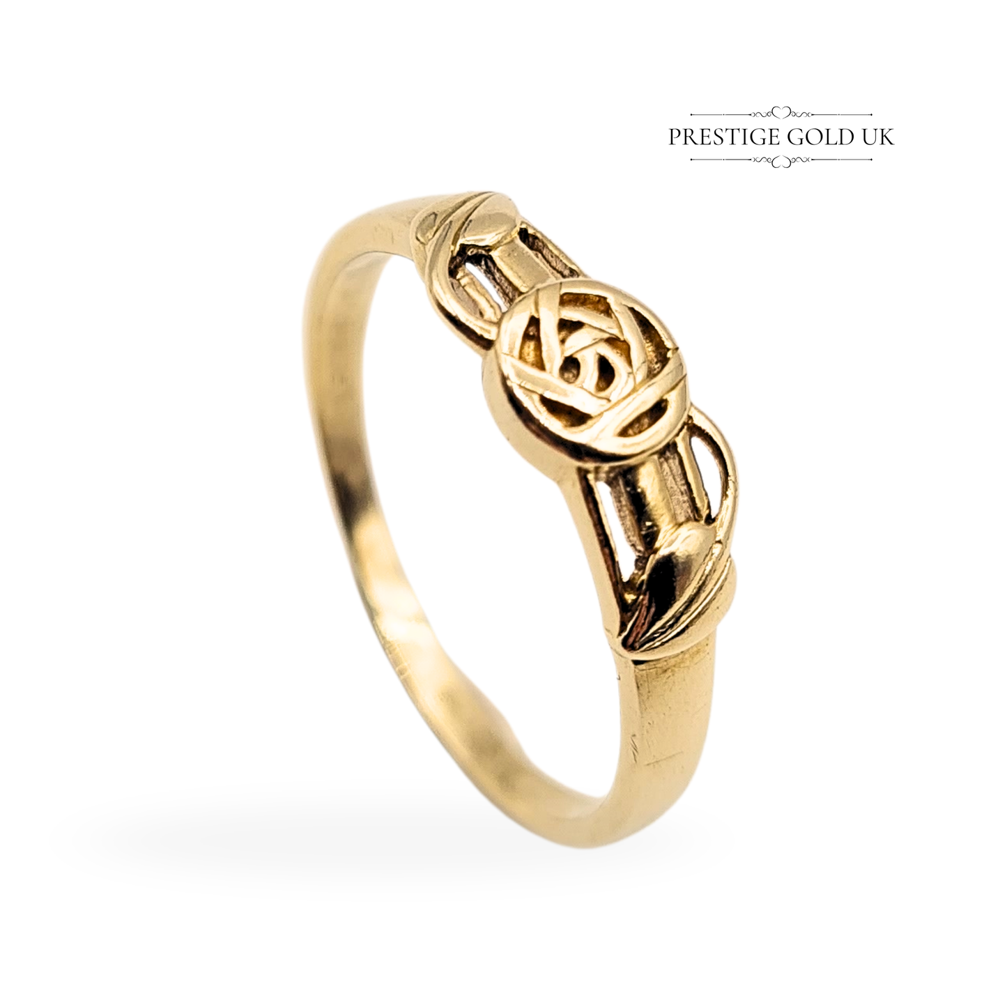 9ct Gold Rennie Mackintosh Ring, Art Nouveau Leaf, UK P / US 7.5