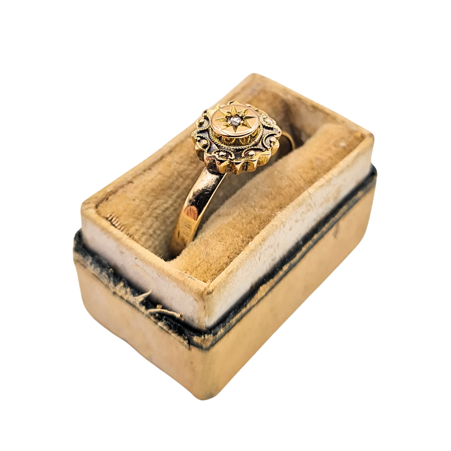 Victorian 1800's 9ct Gold Diamond Star Ring Birmingham UK N US 6.75