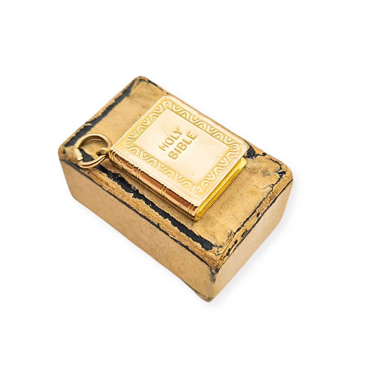 Vintage 9ct Gold Holy Bible Book Charm Pendant Birmingham Hallmark 1975