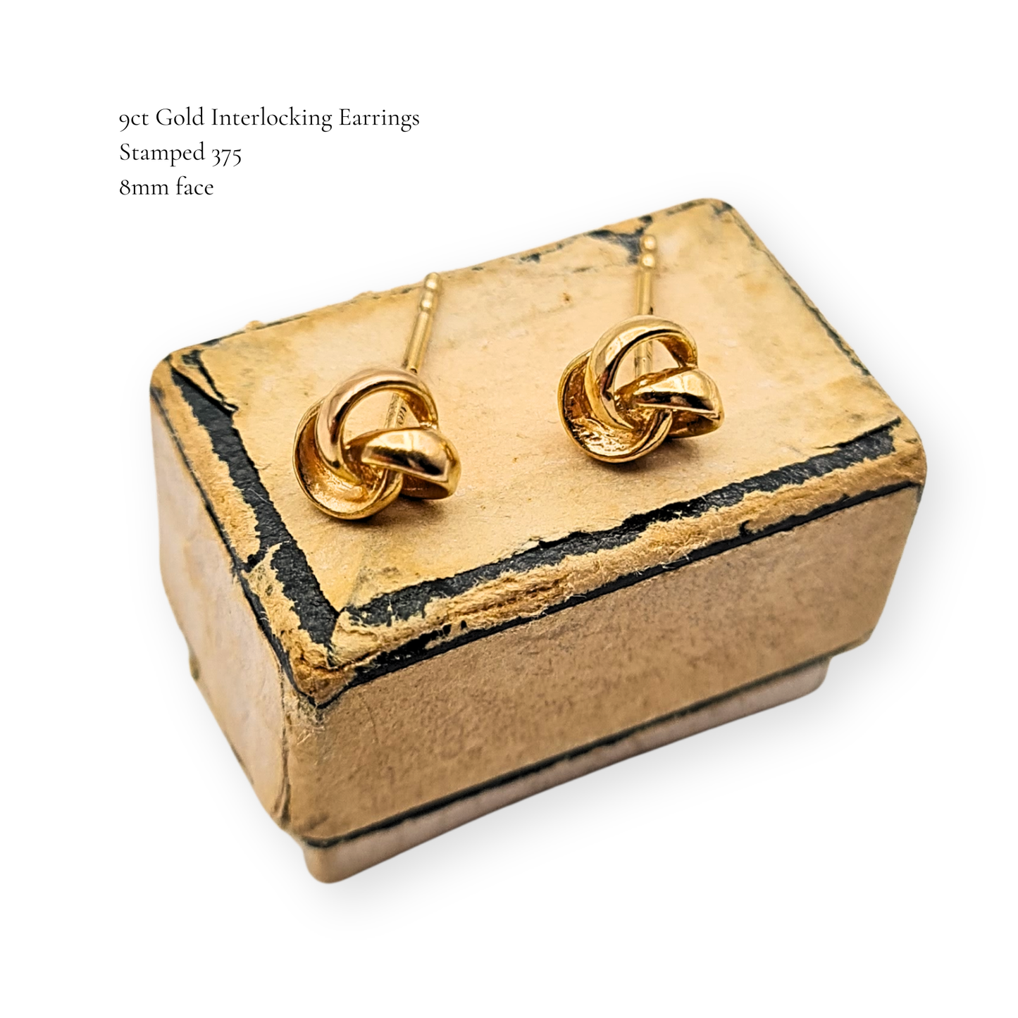 Small 9ct Gold Knot Stud Earrings, Butterfly Backs