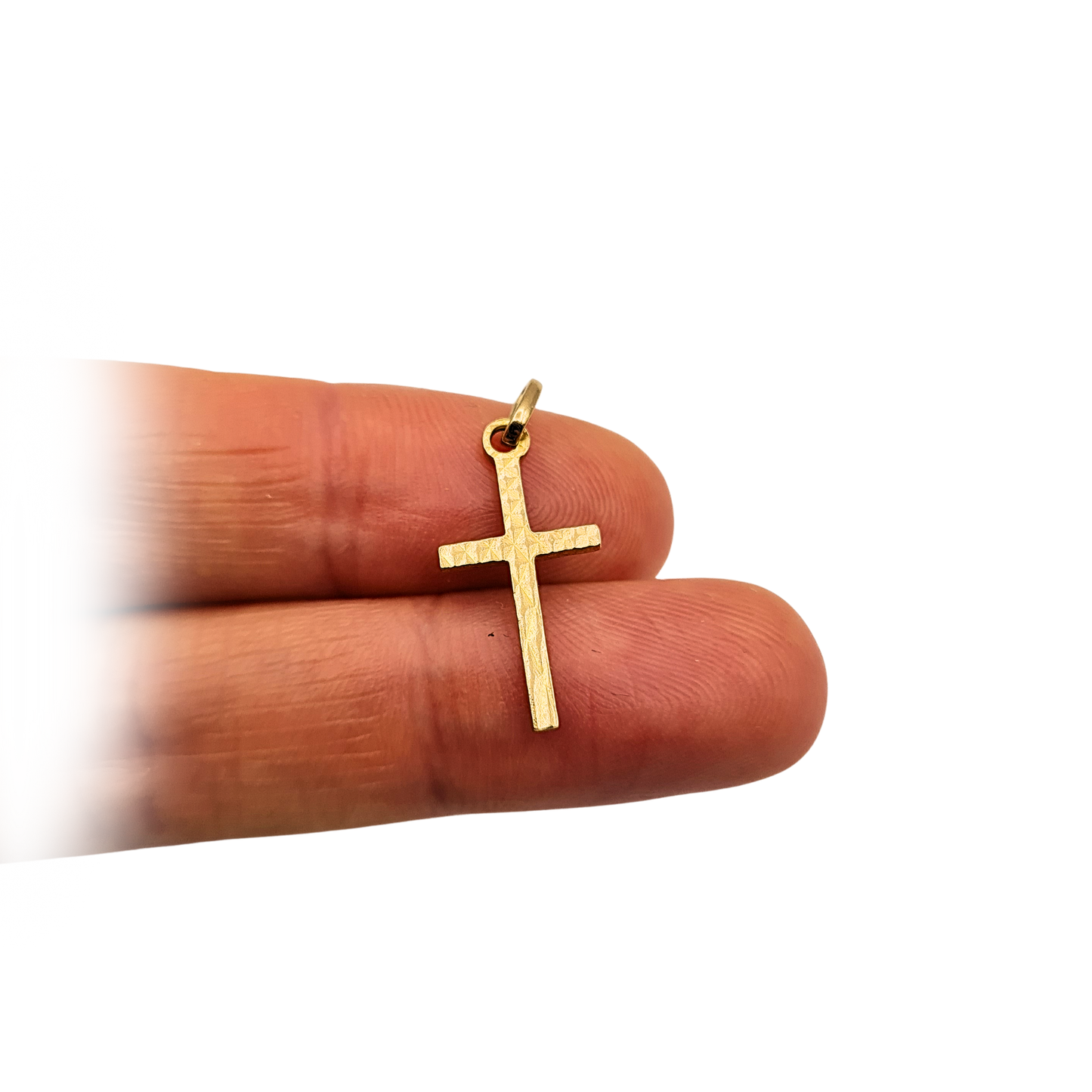 9ct Gold Cross Pendant, Textured Crucifix Solid Gold