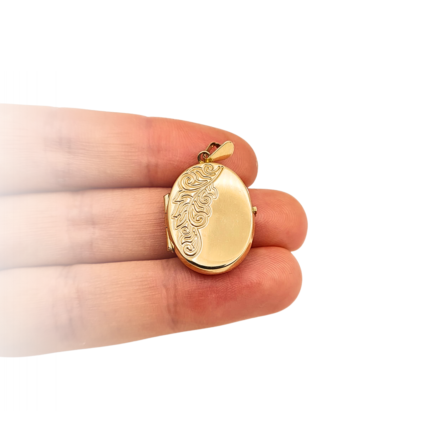 Large 9ct Gold Oval Photo Locket Pendant Engraved Birmingham Hallmark 1991