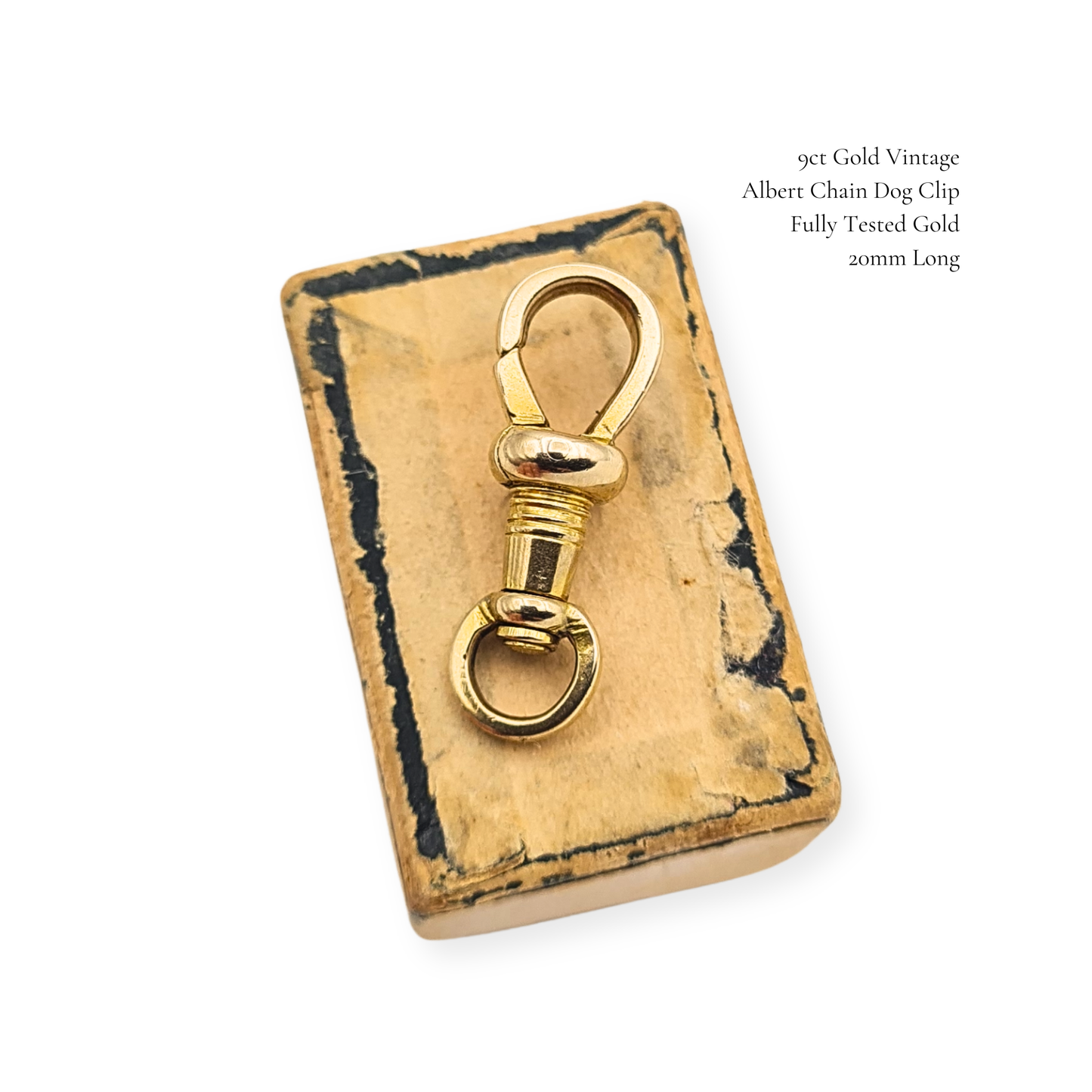 Unique 9ct Yellow Gold Solid Albert Chain Dog Clip Fixed  Watch Chain Clasp