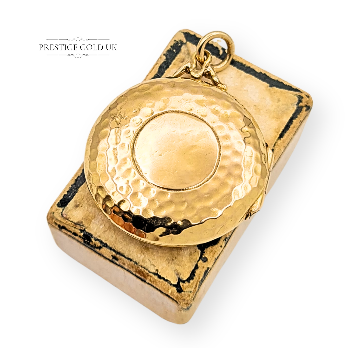 Antique 9ct Gold Hammered Locket, Birmingham 1928, 2.85g