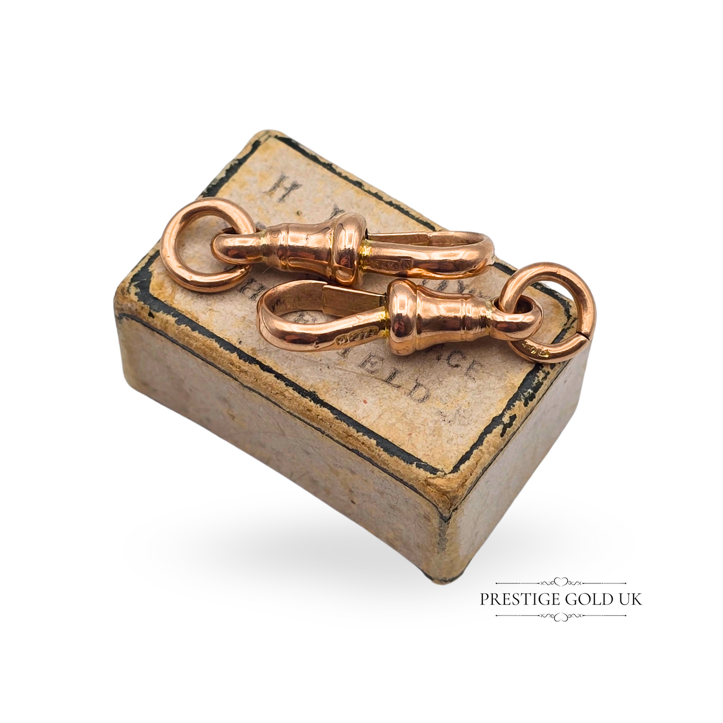 Pair Of Matching Antique 9ct Rose Gold Dog Clip for Albert Chain, With Jump Ring