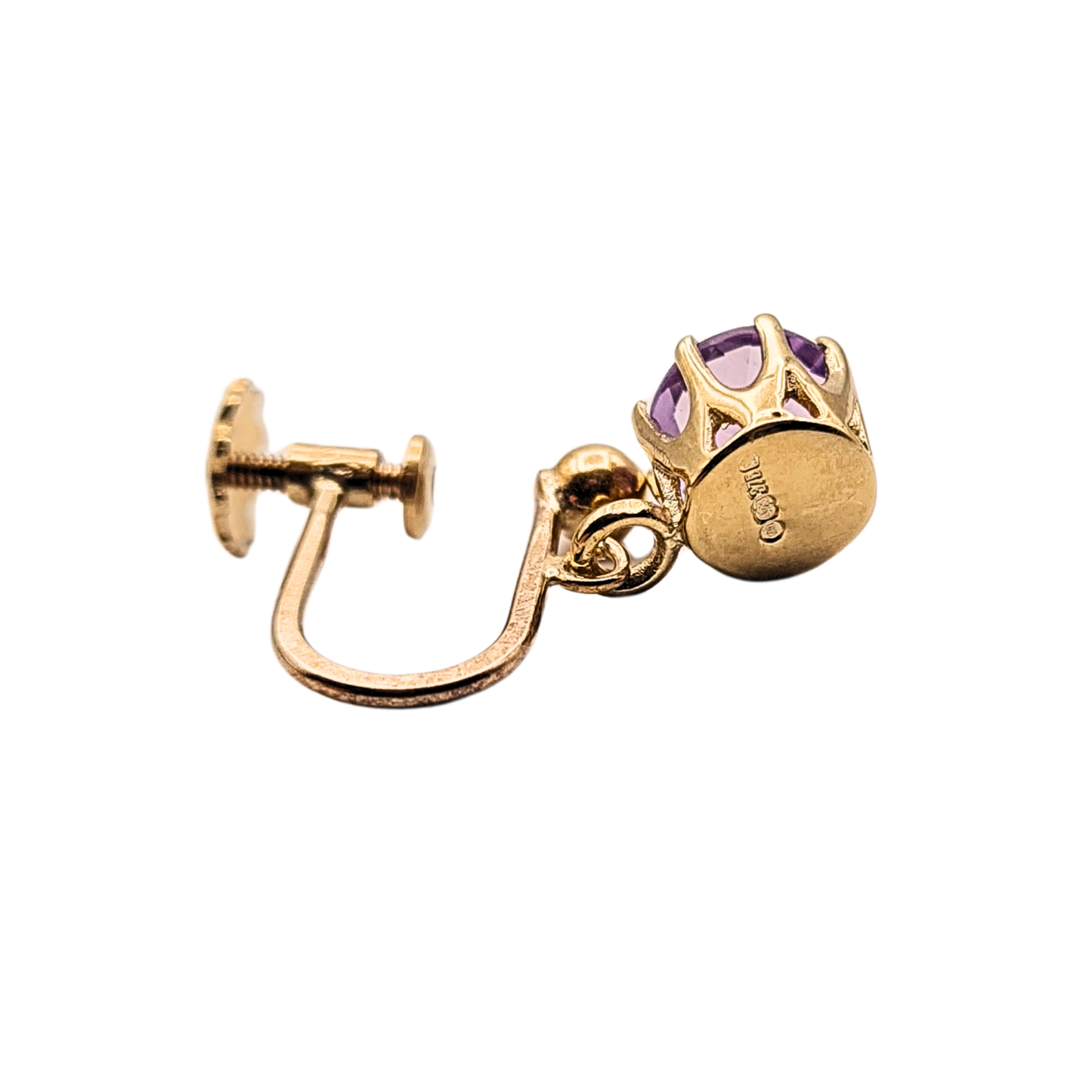 9ct Gold Amethyst Drop Earrings, Screw Back, Hallmarked