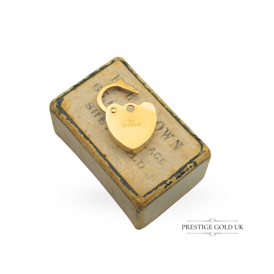 Vintage 9ct Gold Heart Padlock Clasp, Opening Bracelet Lock