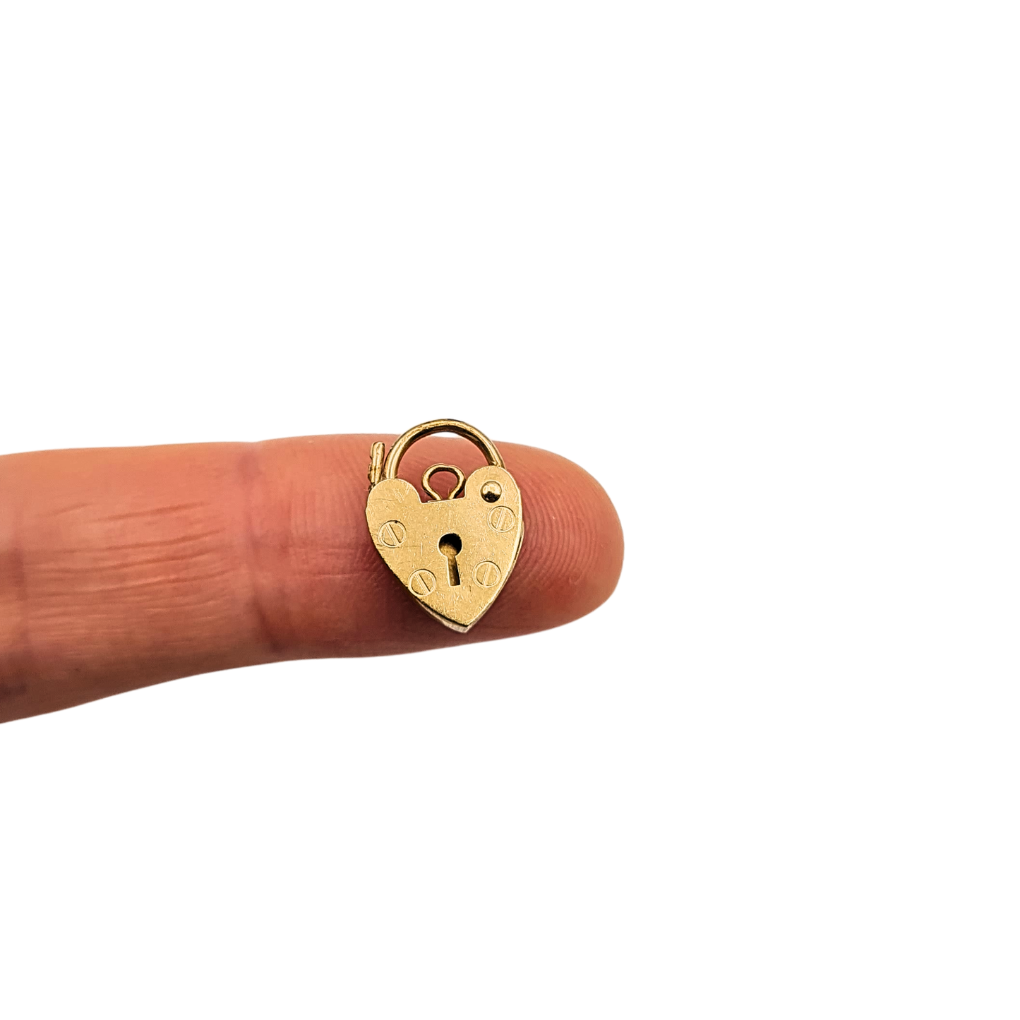 9ct Gold Heart Padlock Charm, ASJ, London 1991