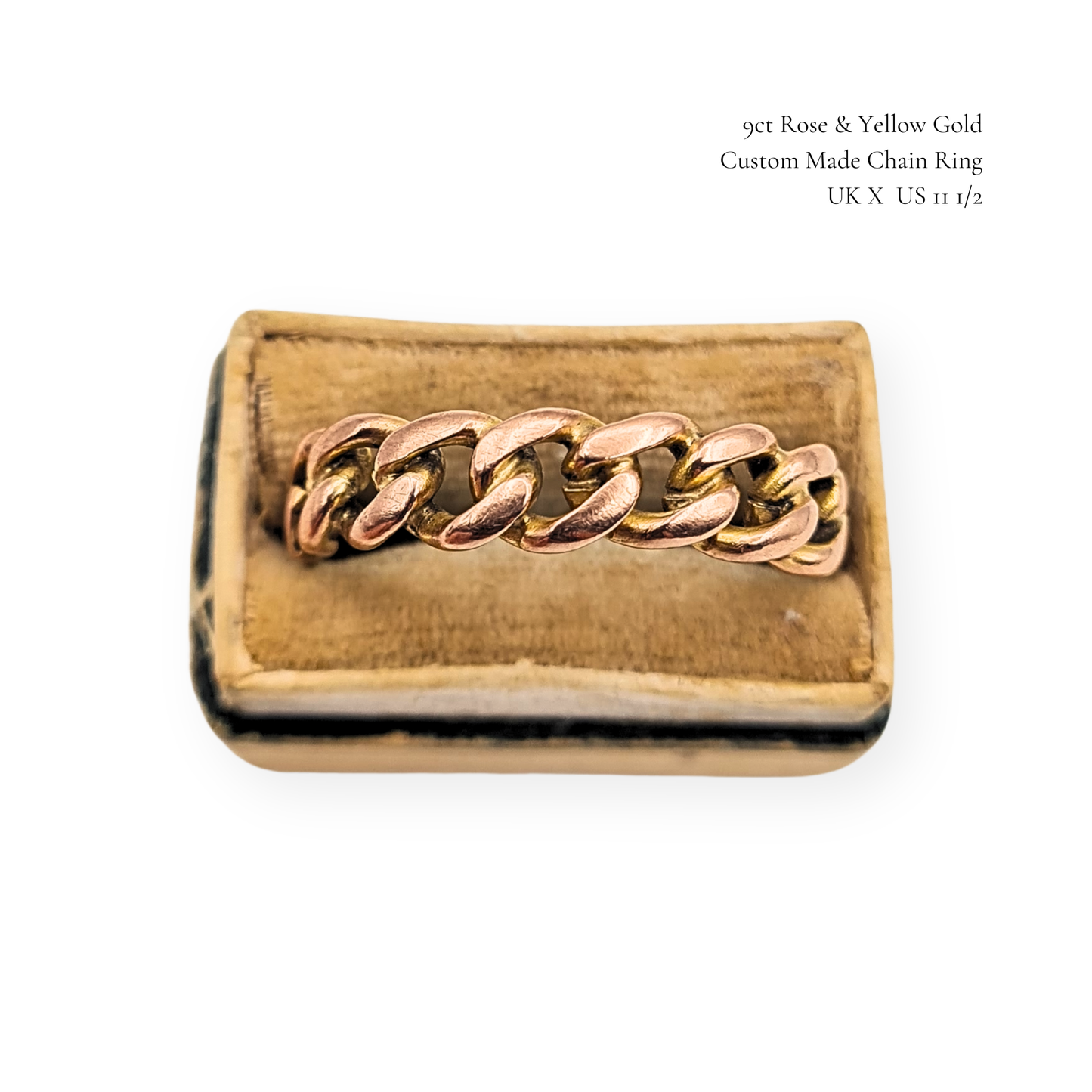 9ct Rose & Yellow Gold Chain Ring, 5mm, UK X US 11 1/2
