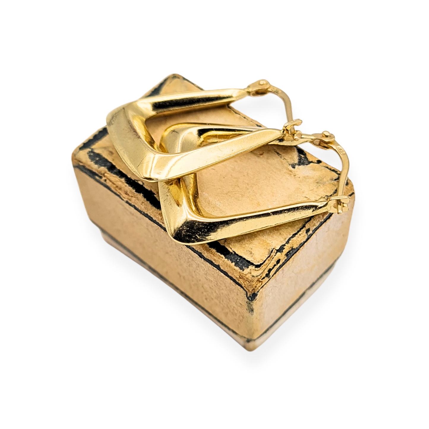 9ct Gold Geometric Hoop Earrings, Modern Square Design