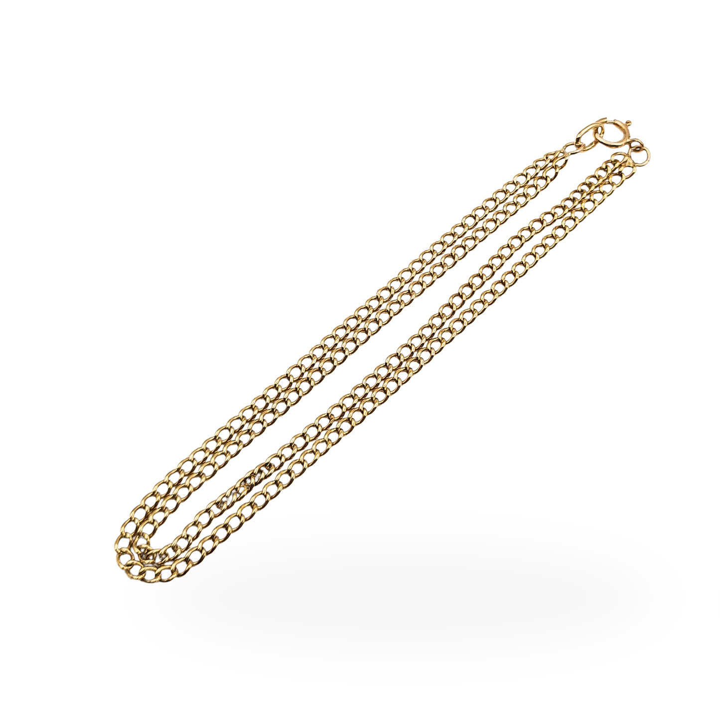 7 1/4" Long 9ct Solid Gold Twin Row Curb Bracelet
