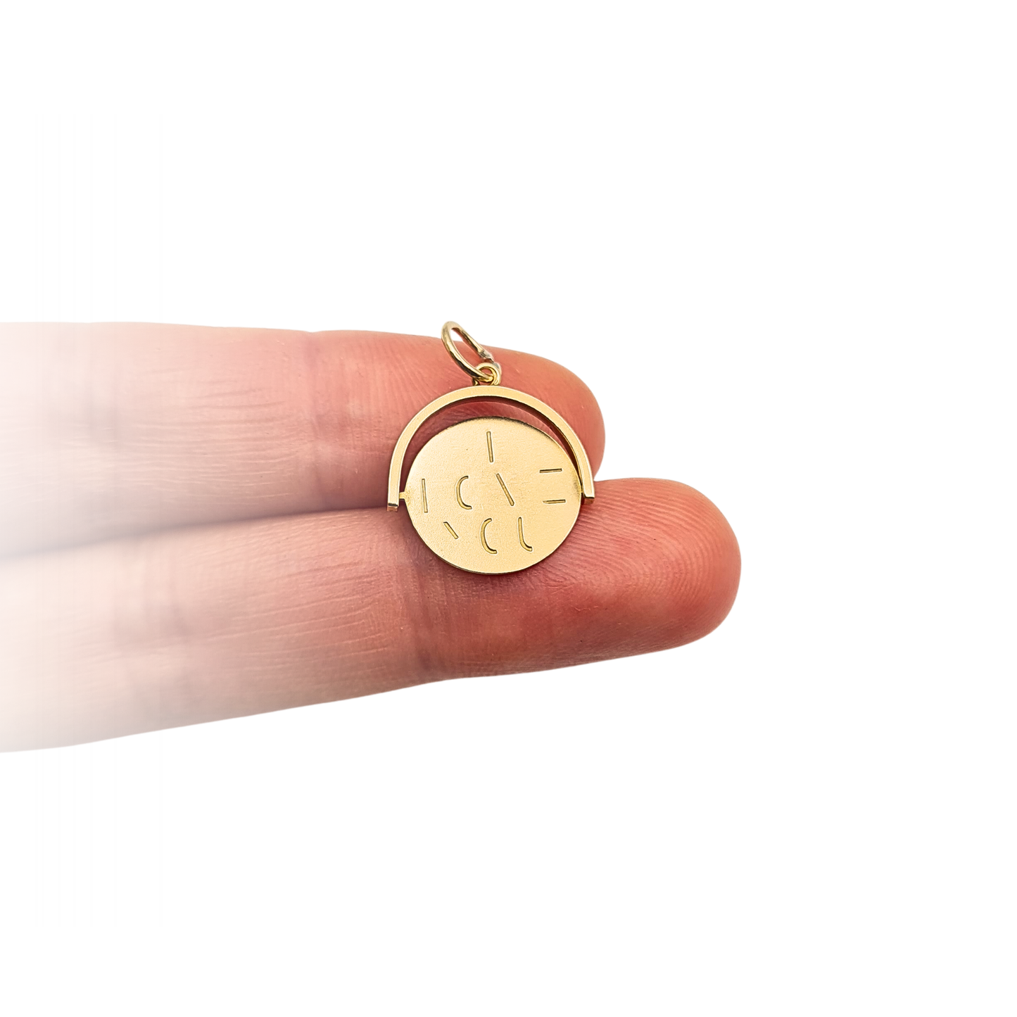 Small 9ct Gold I Love You Spinner Charm Round Moving Pendant