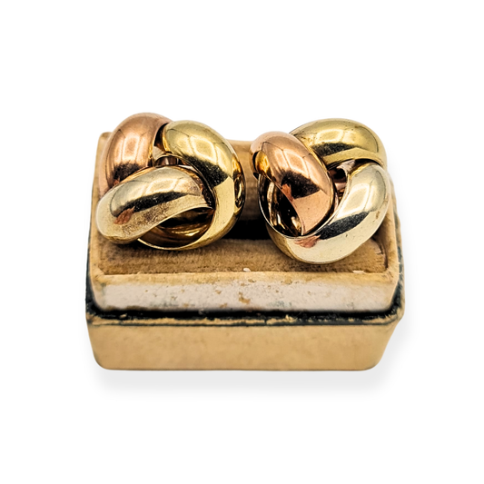 Large 9ct Gold 3 Colour Knot Studs, 13mm, Solid, Hallmarked