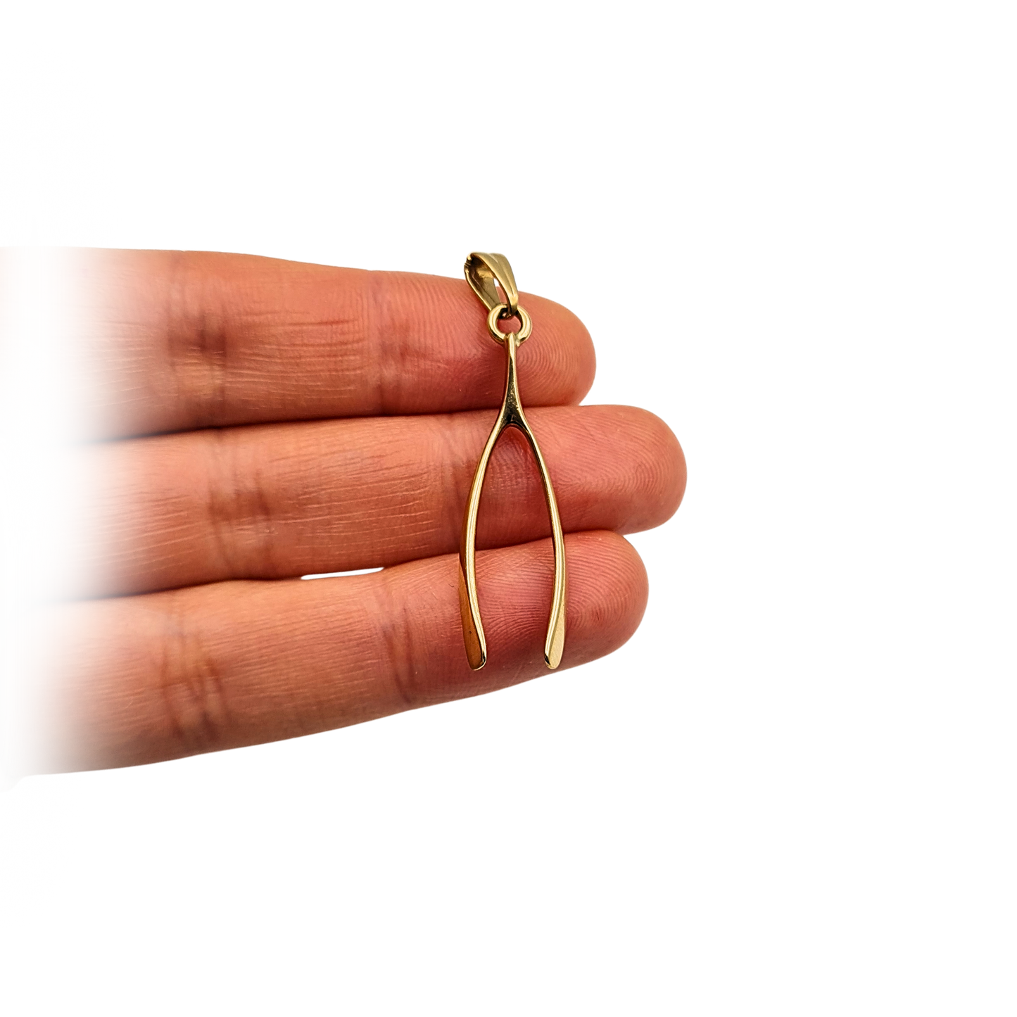 Large 9ct Gold Wishbone Pendant, Solid, Hallmarked