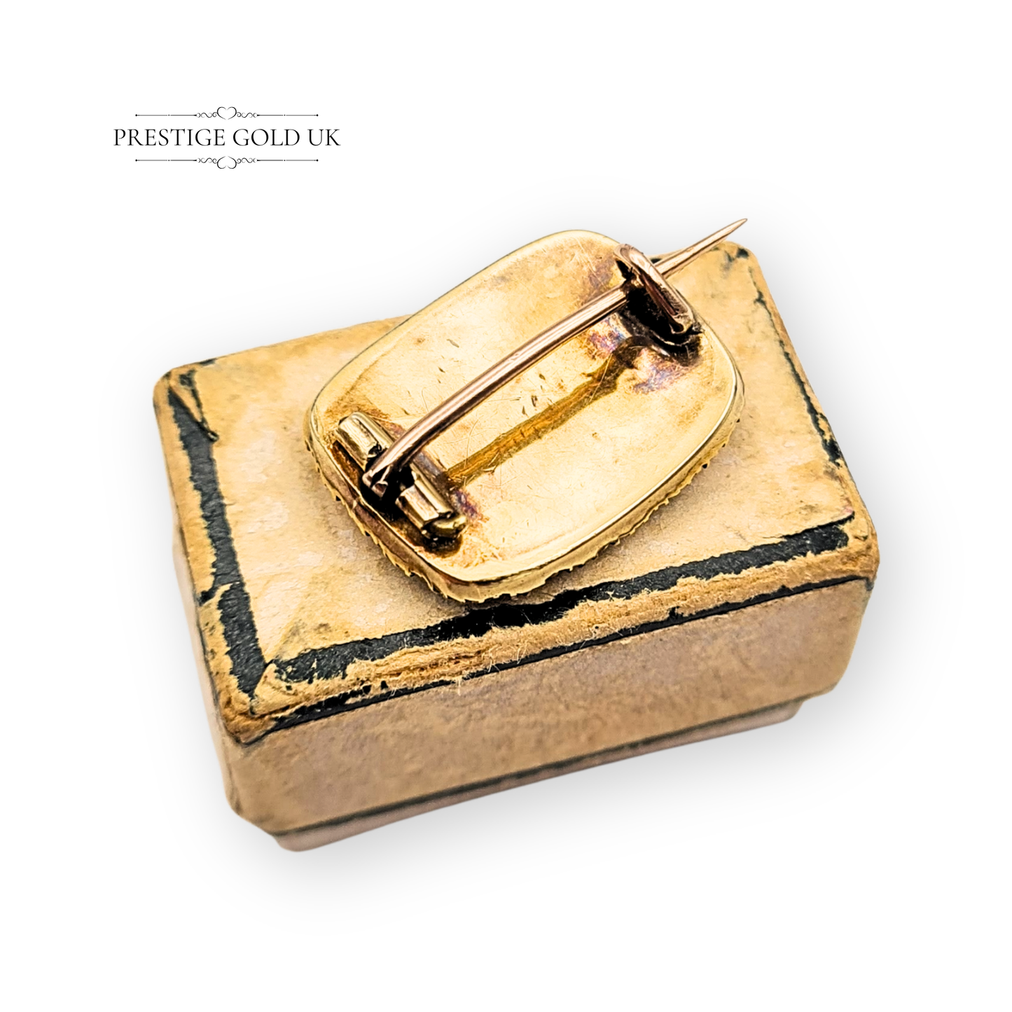 Clearance Item Small 9ct Gold Antique Brooch, Blue Enamel & Natural Pearls