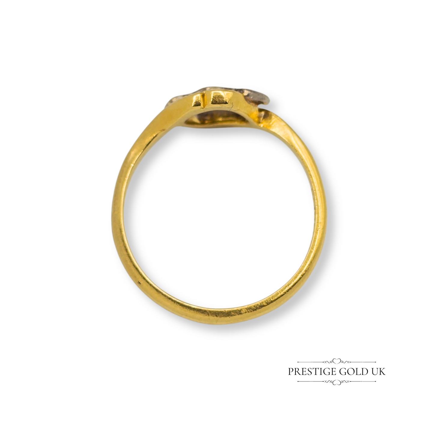18ct Three Heart Diamond Ring Yellow & White Gold, Crossover Design