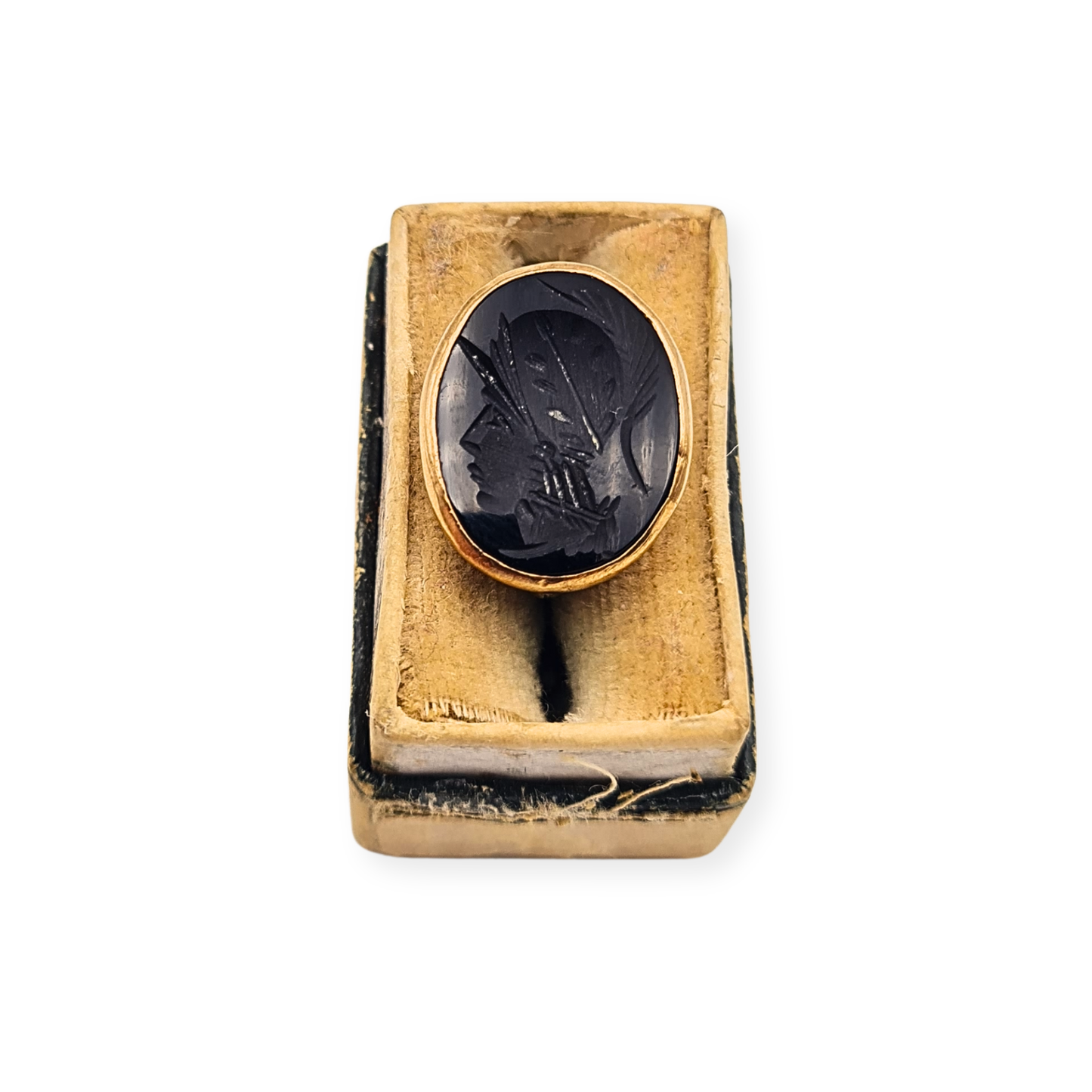 9ct Gold Vintage Centurion Seal Fob Pendant London Hallmark Black Intaglio