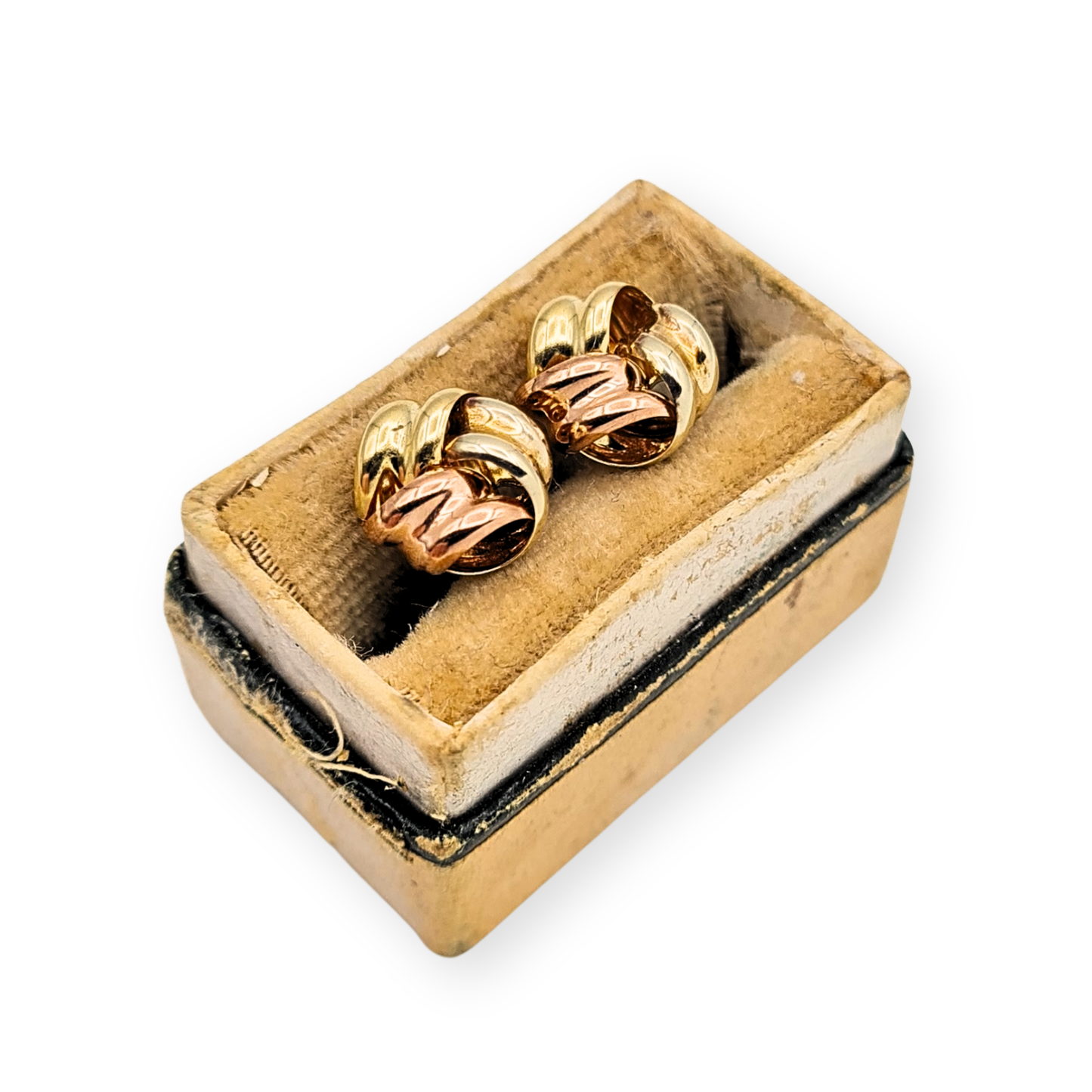 Small 9ct Tri-Colour Knot Stud Earrings With Butterfly Backs