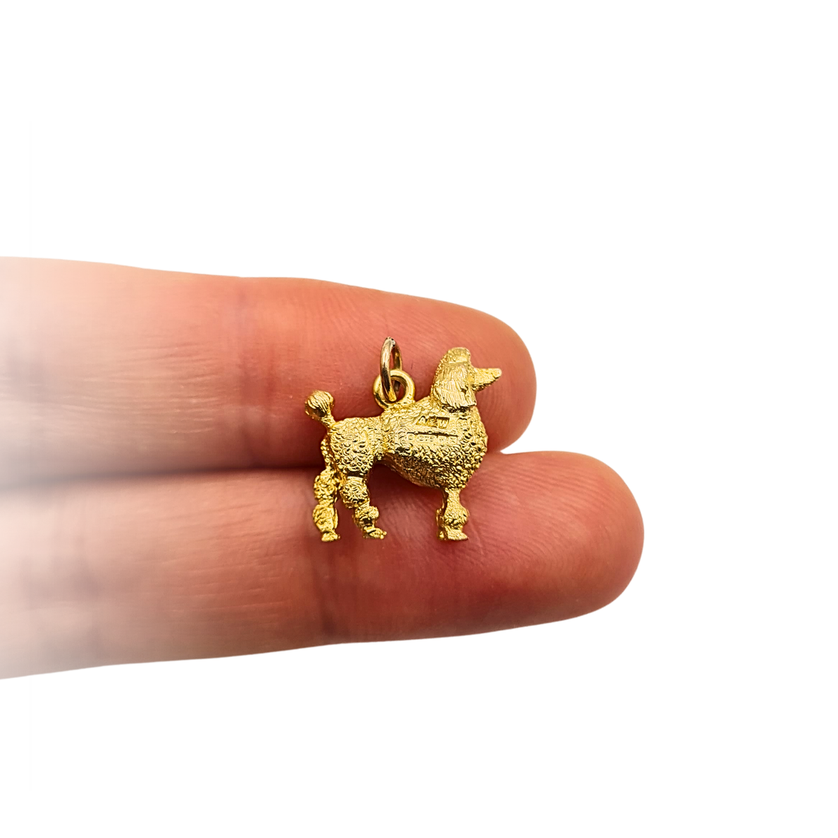 9ct Gold Poodle Dog Charm Solid Yellow Gold Standing Poodle Birmingham 1972