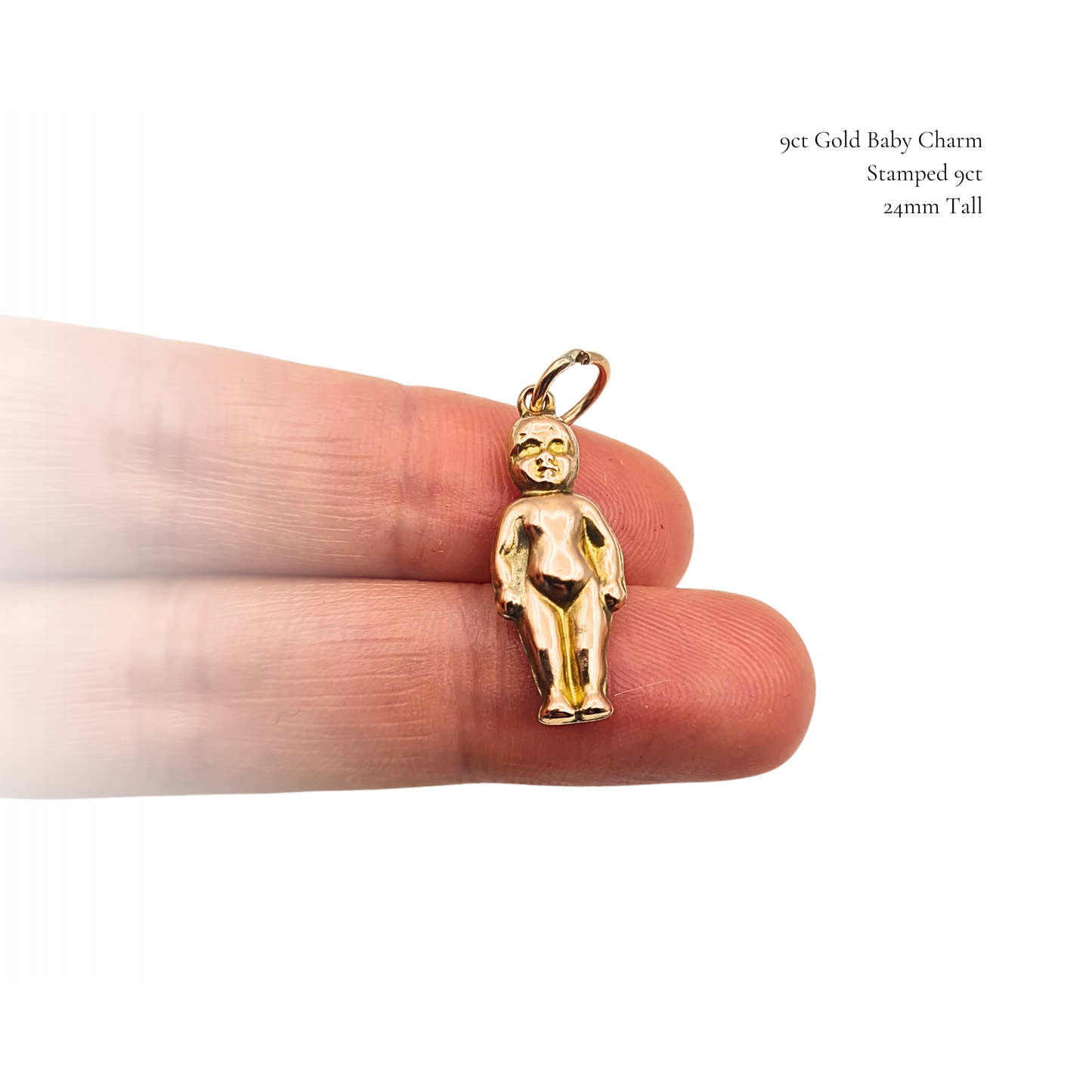 Weird 9ct Gold Baby Charm Pendant Small Hollow Figure Charm Possibly Kewpie Doll