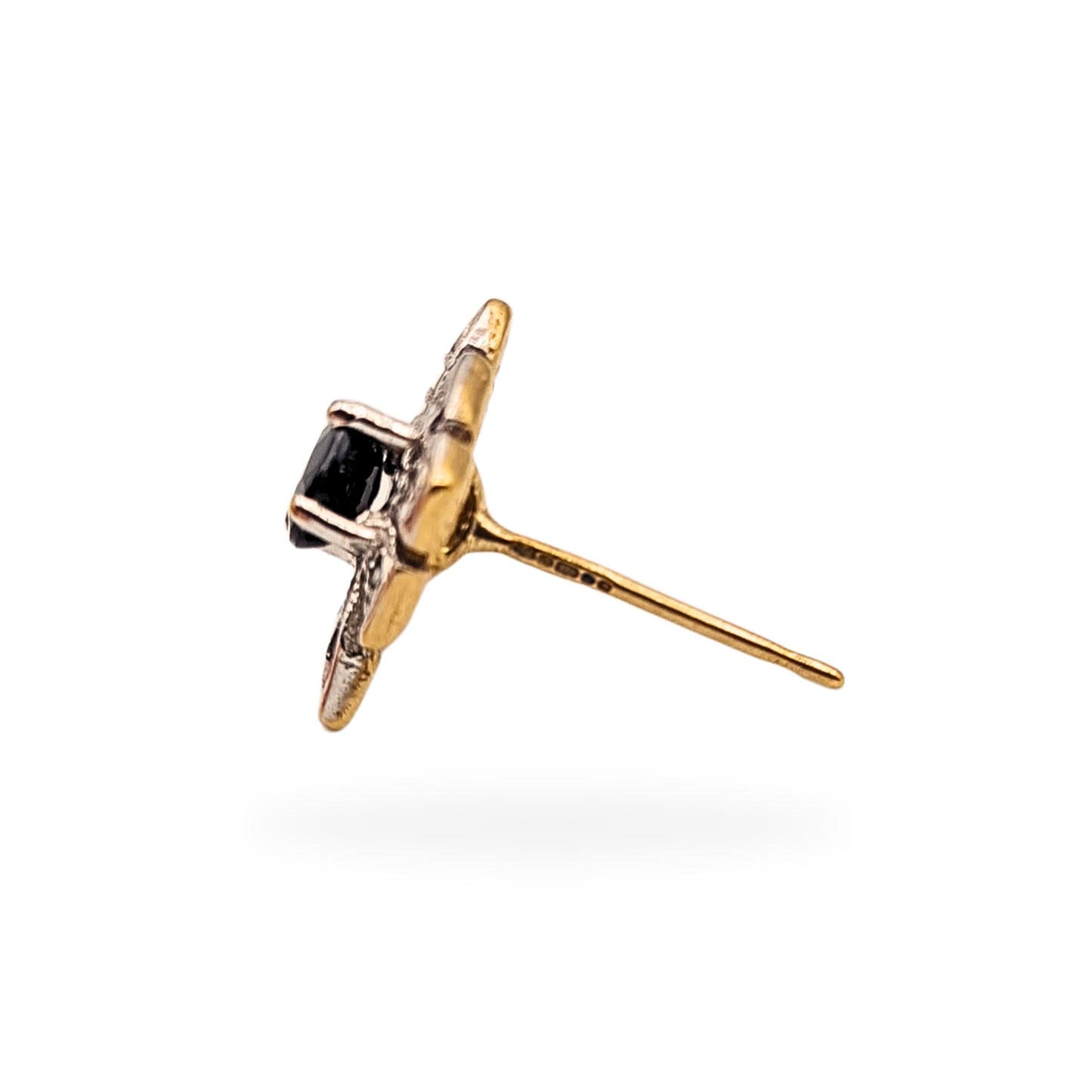 9ct Gold Sapphire Diamond Stud Earrings, Kite Shape