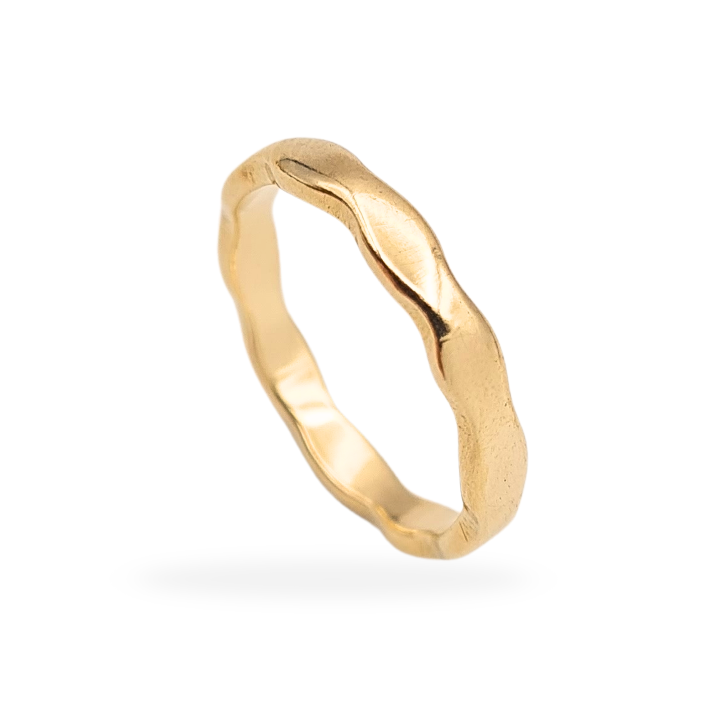 9ct Solid Gold Wavy Stacking Ring, Slim Wedding Band, UK I US 4 1/2