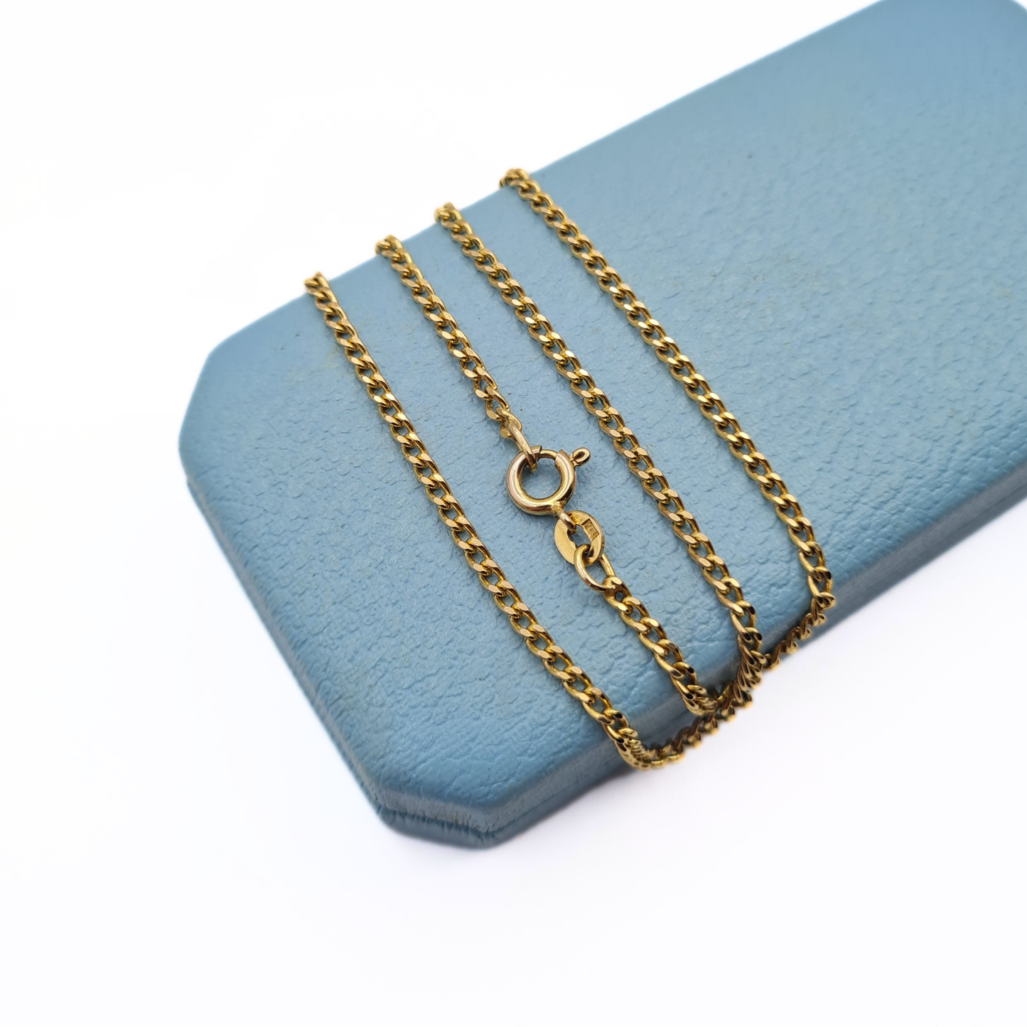 16" 9ct Gold Solid Curb Chain Necklace 2mm Hallmarked 1977