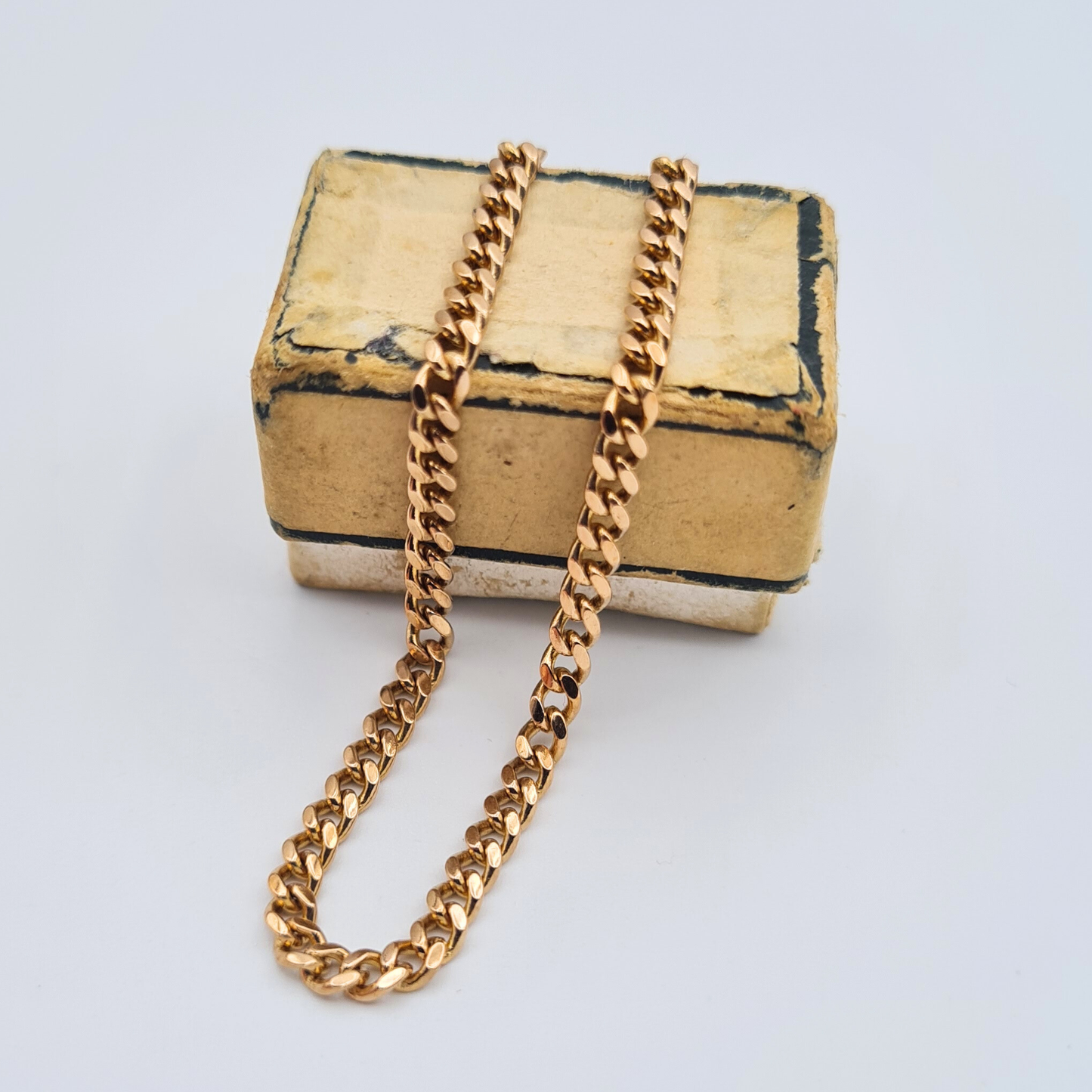 7" Quality  9ct Rose Gold Curb Bracelet, 18cm, Solid Chain