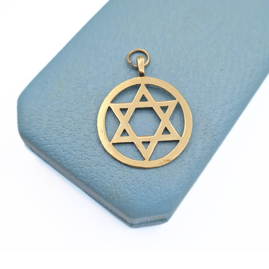 9ct Gold Star of David Pendant Sheffield Hallmark 1989 Solid Gold Jewish Pendant